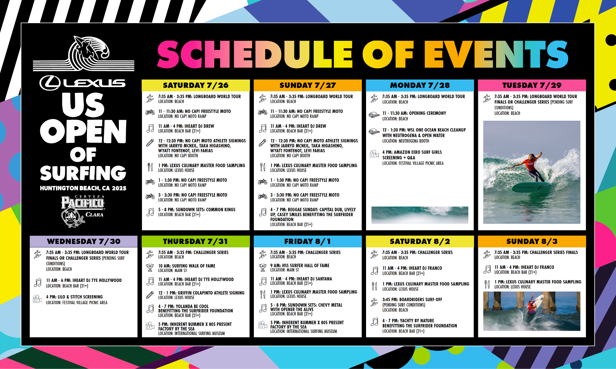 US OPEN Schedule of Events