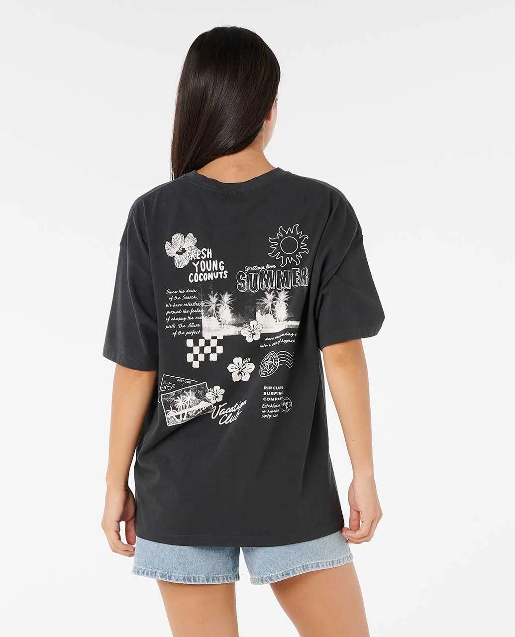 Rip Curl Women's Luau Heritage Short Sleeve T-Shirt - Washed Black