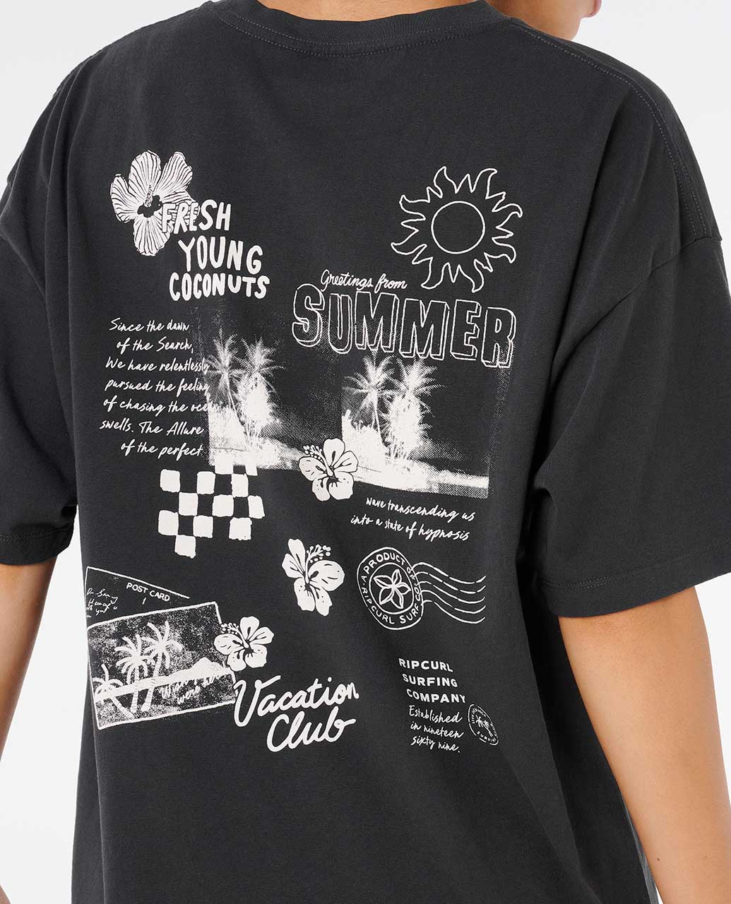 Rip Curl Women's Luau Heritage Short Sleeve T-Shirt - Washed Black