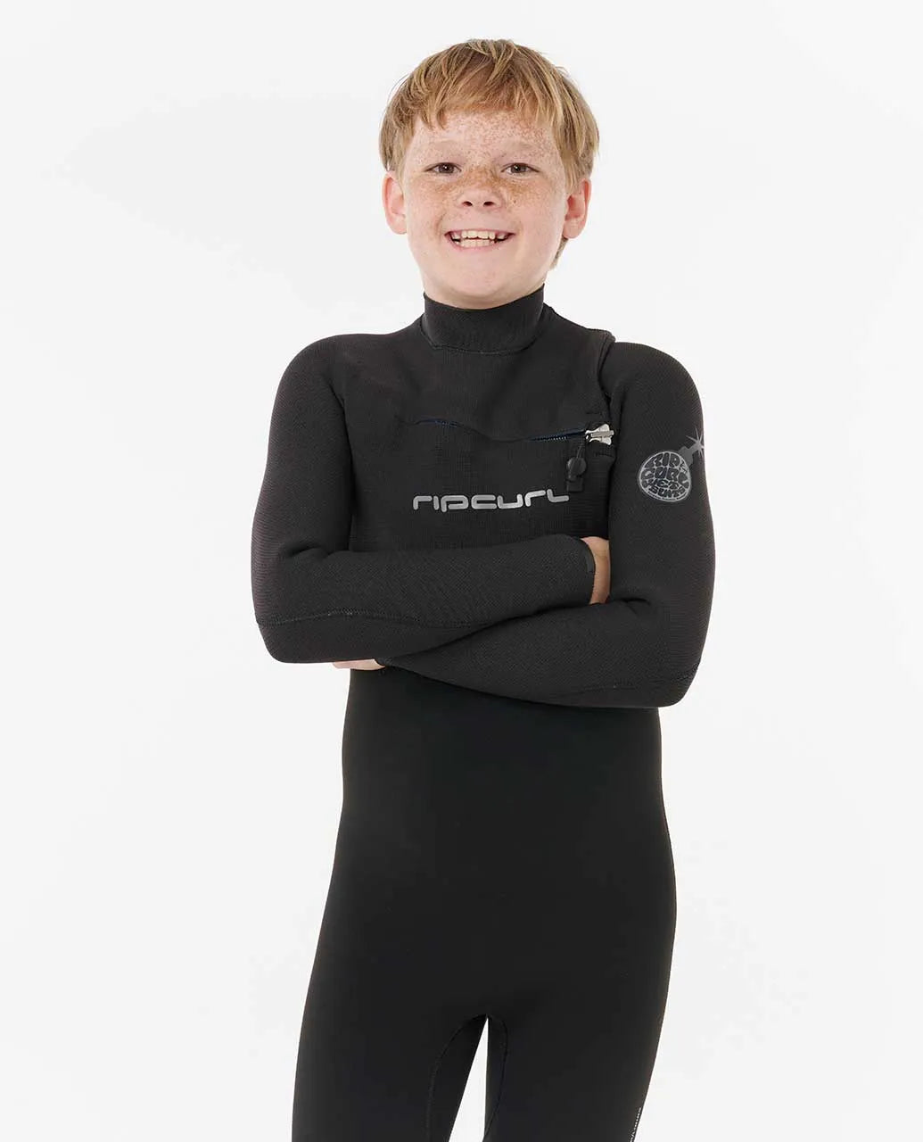 Rip Curl Kids Boys Flashbomb Pro 3/2MM GB Chest Zip Fullsuit Wetsuit - Black