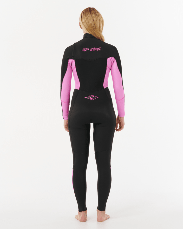 Rip Curl Women's Dawn Patrol 3/2 Chest Zip Fullsuit- Black/Pink