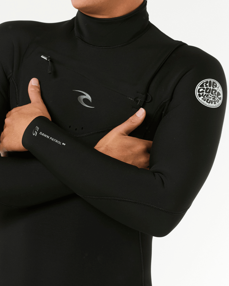 Rip Curl Men's Dawn Patrol 3/2 Chest Zip Fullsuit- Black