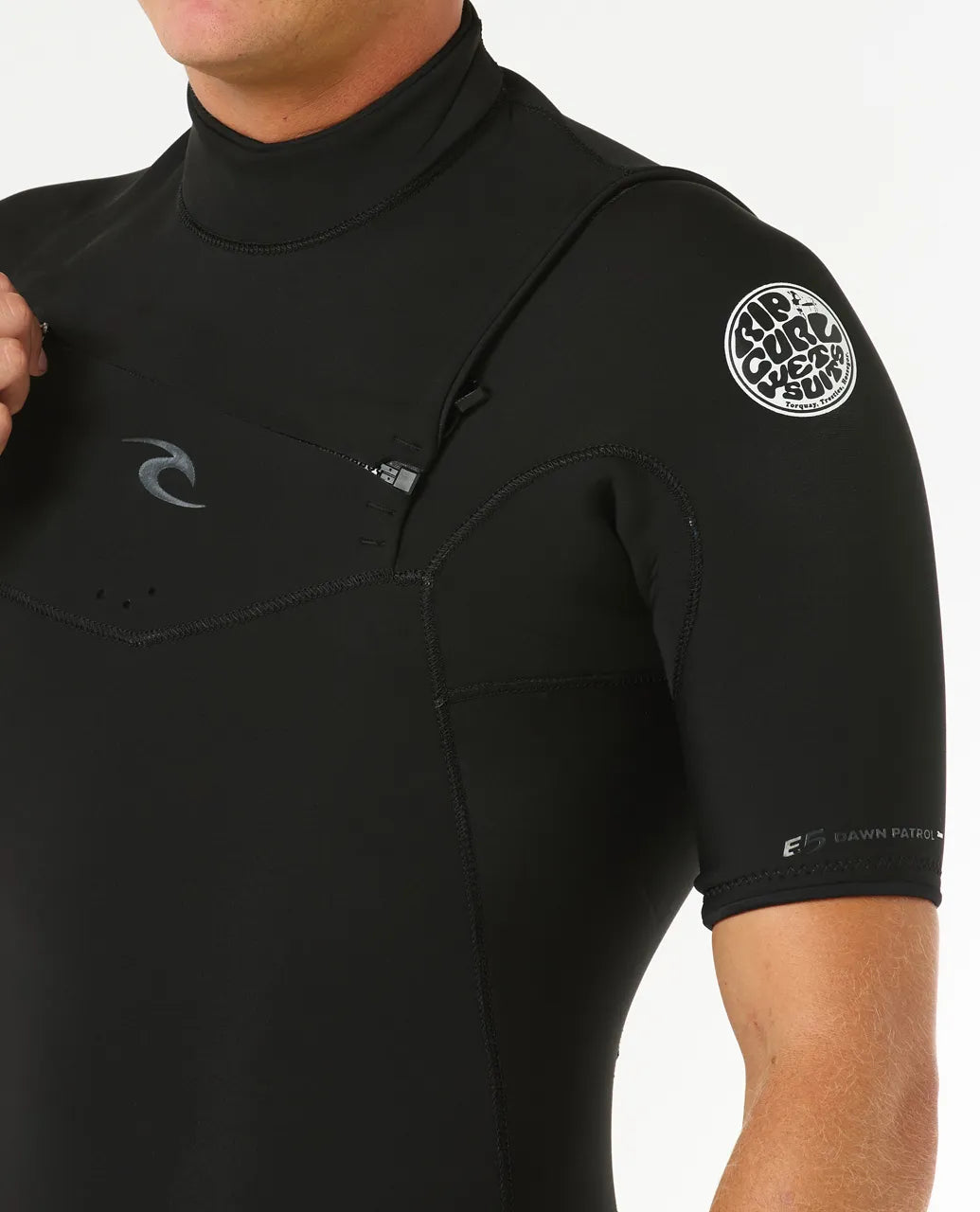 Rip Curl Men's Dawn Patrol 2/2MM Short Sleeve Chest Zip Fullsuit Wetsuit - Black