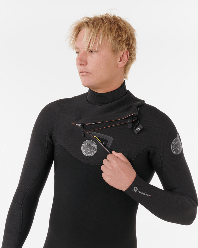Rip Curl Flashbomb 3/2 Chest Zip Fullsuit-Black