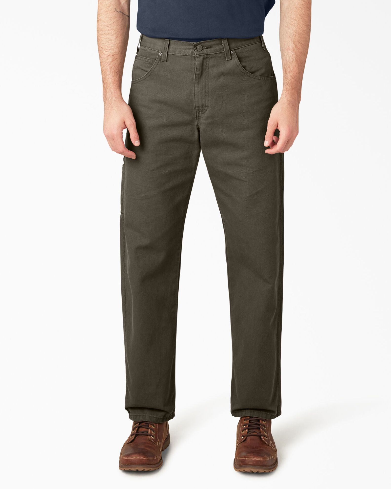 Dickies Relaxed Fit Heavyweight Duck Carpenter Pants - Rinsed Moss Green