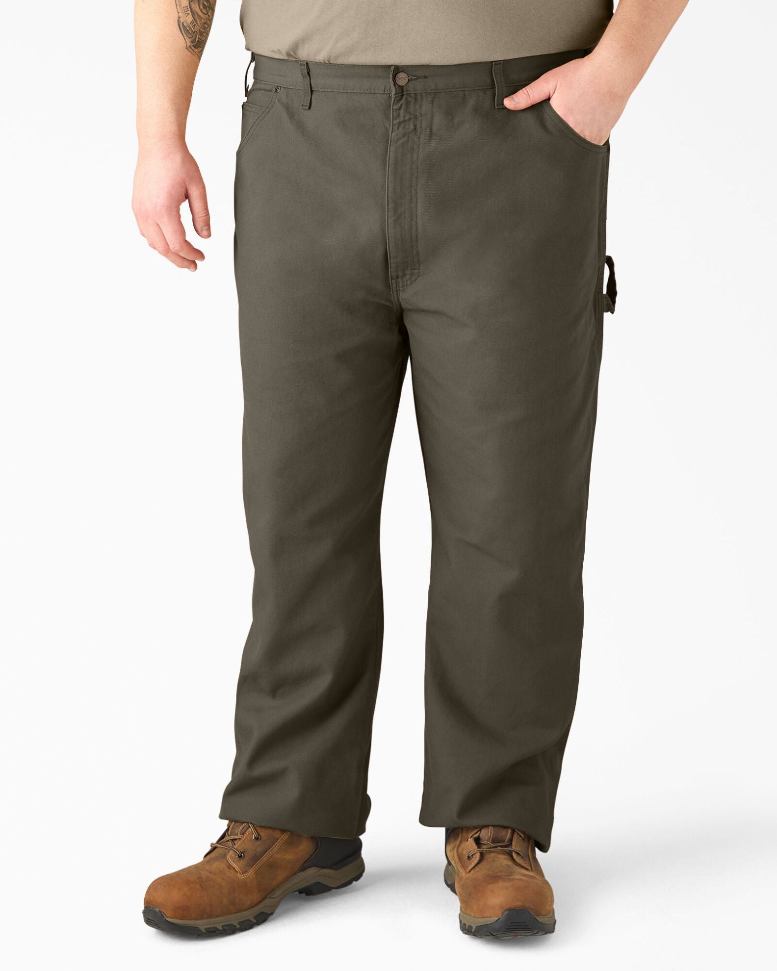 Dickies Relaxed Fit Heavyweight Duck Carpenter Pants - Rinsed Moss Green