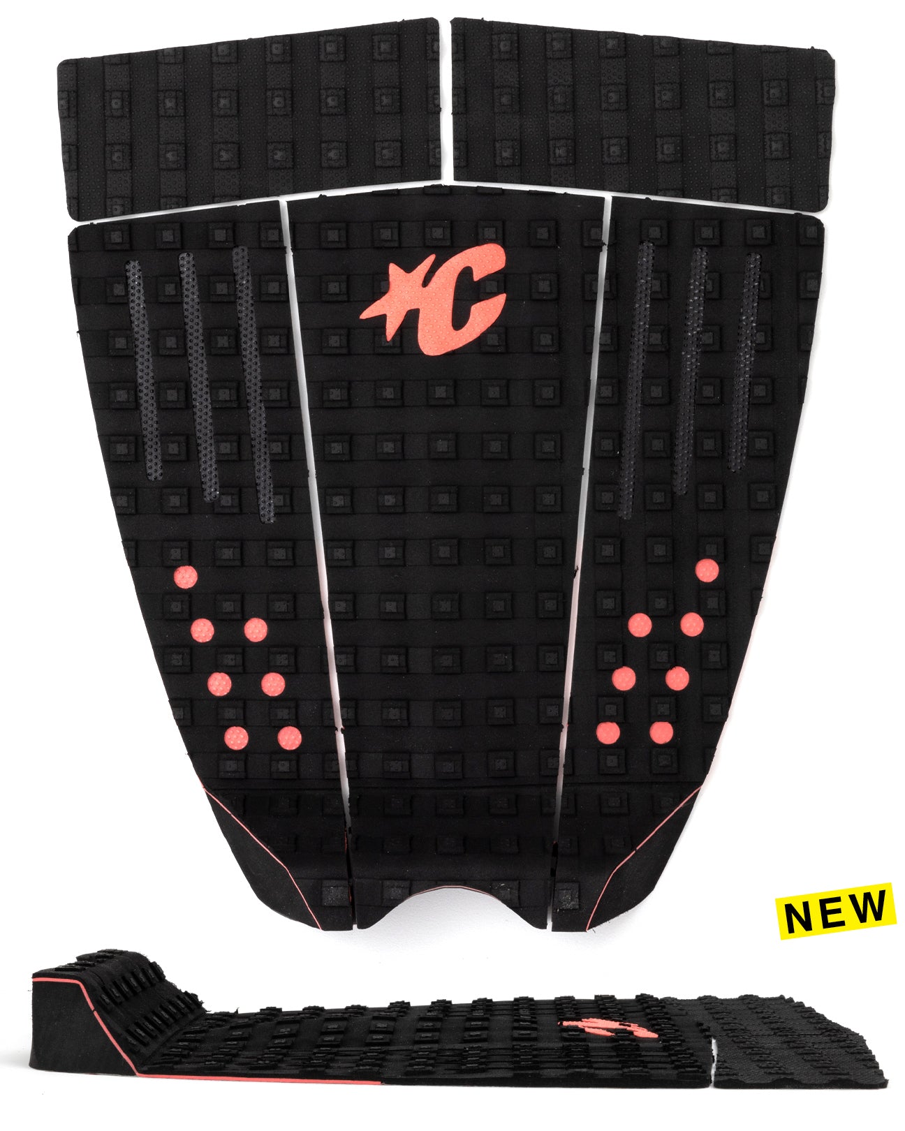 Ethan Ewing Signature Traction Pad | Pin Tail-BLACK FLURO RED