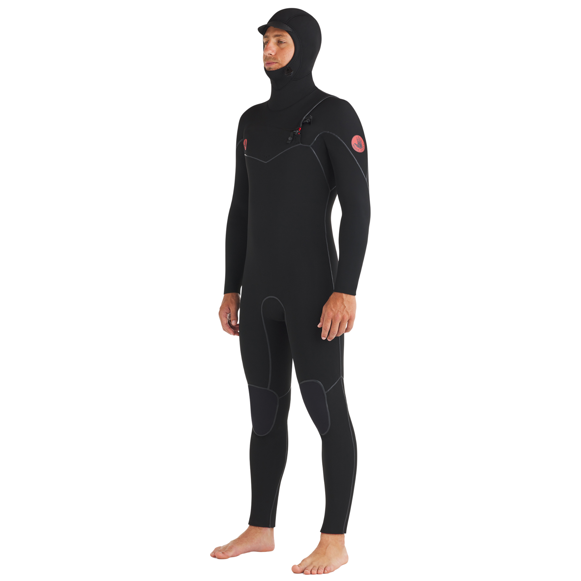 Body Glove Men's 5/4/3mm Red Cell Chest-Zip Hooded Fullsuit Wetsuit - Black