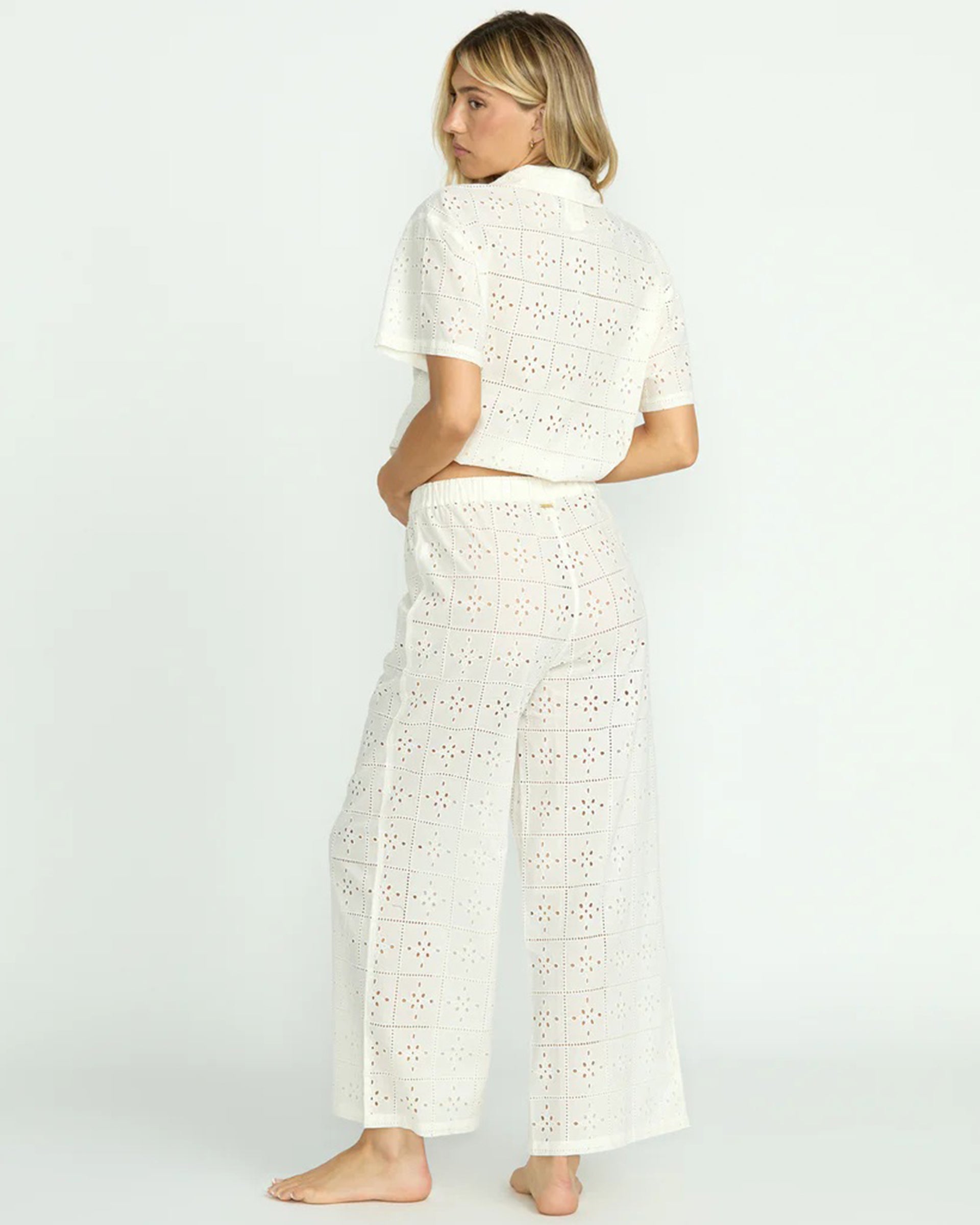 Billabong Women's Eyelet Crush Beach Coverup Pants - Salt Crystal