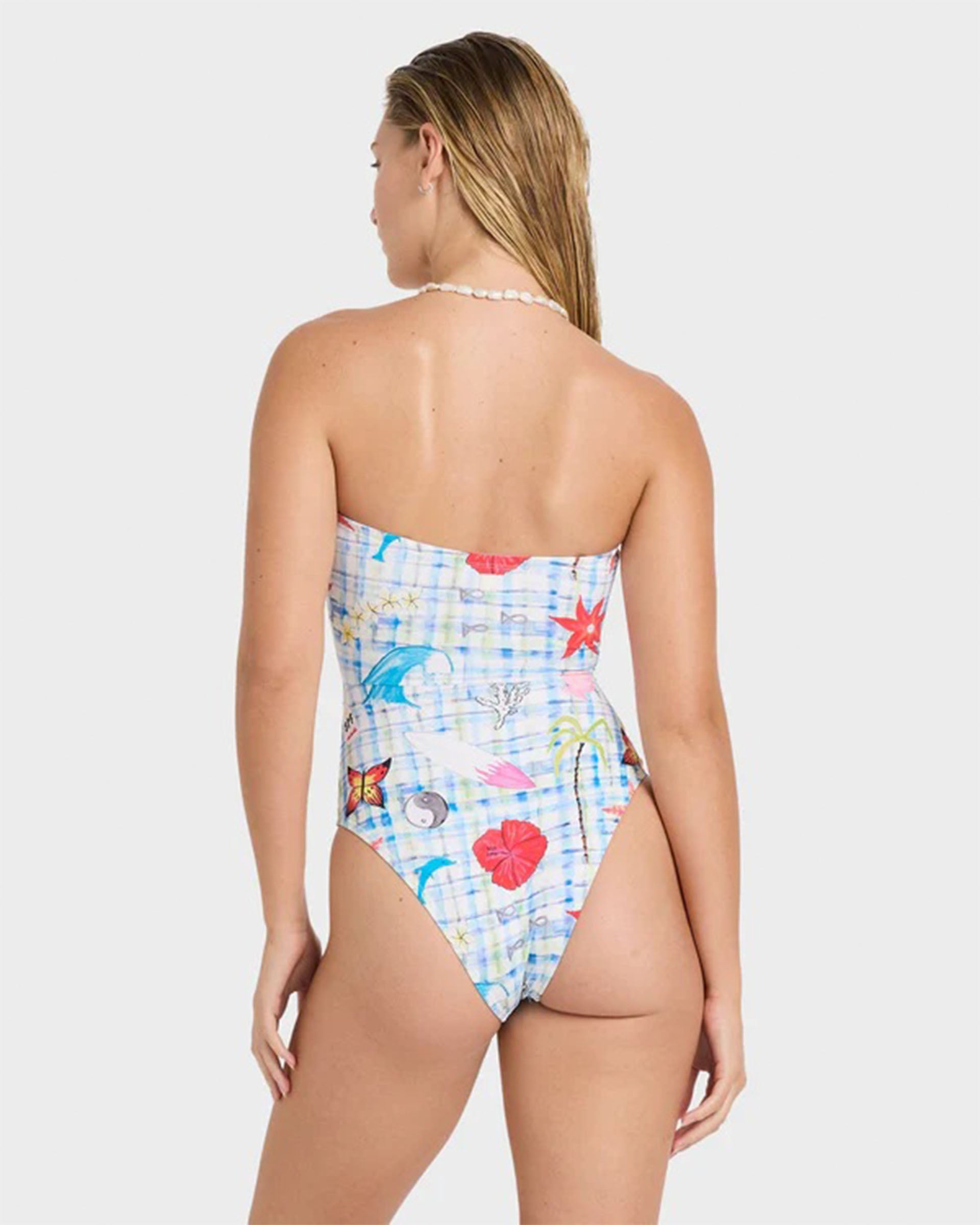 Billabong Women's Lottie Hall Summer Bandeau One Piece Swimsuit - White Multi