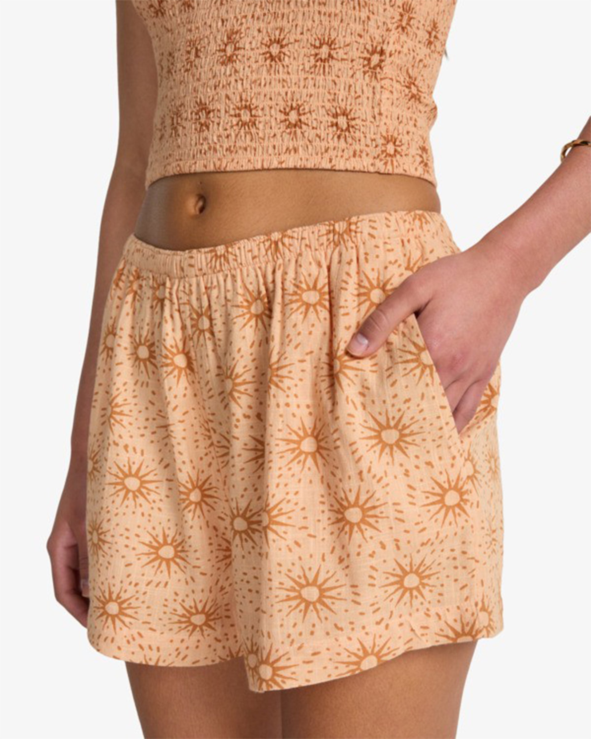 Billabong Women's Sun Fade Printed Shorts - Light Peach