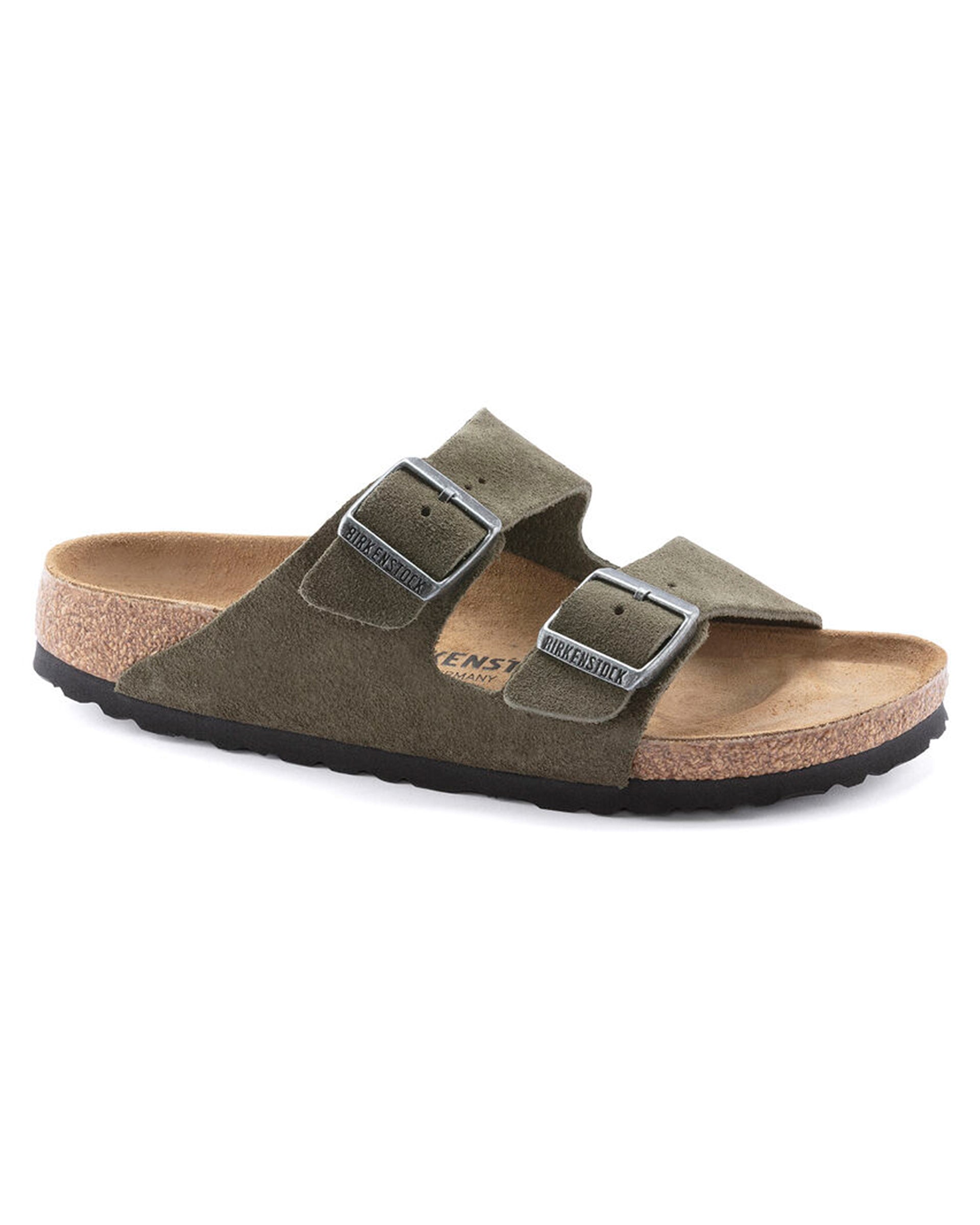 Arizona Suede Leather Sandal (Wide) - Thyme