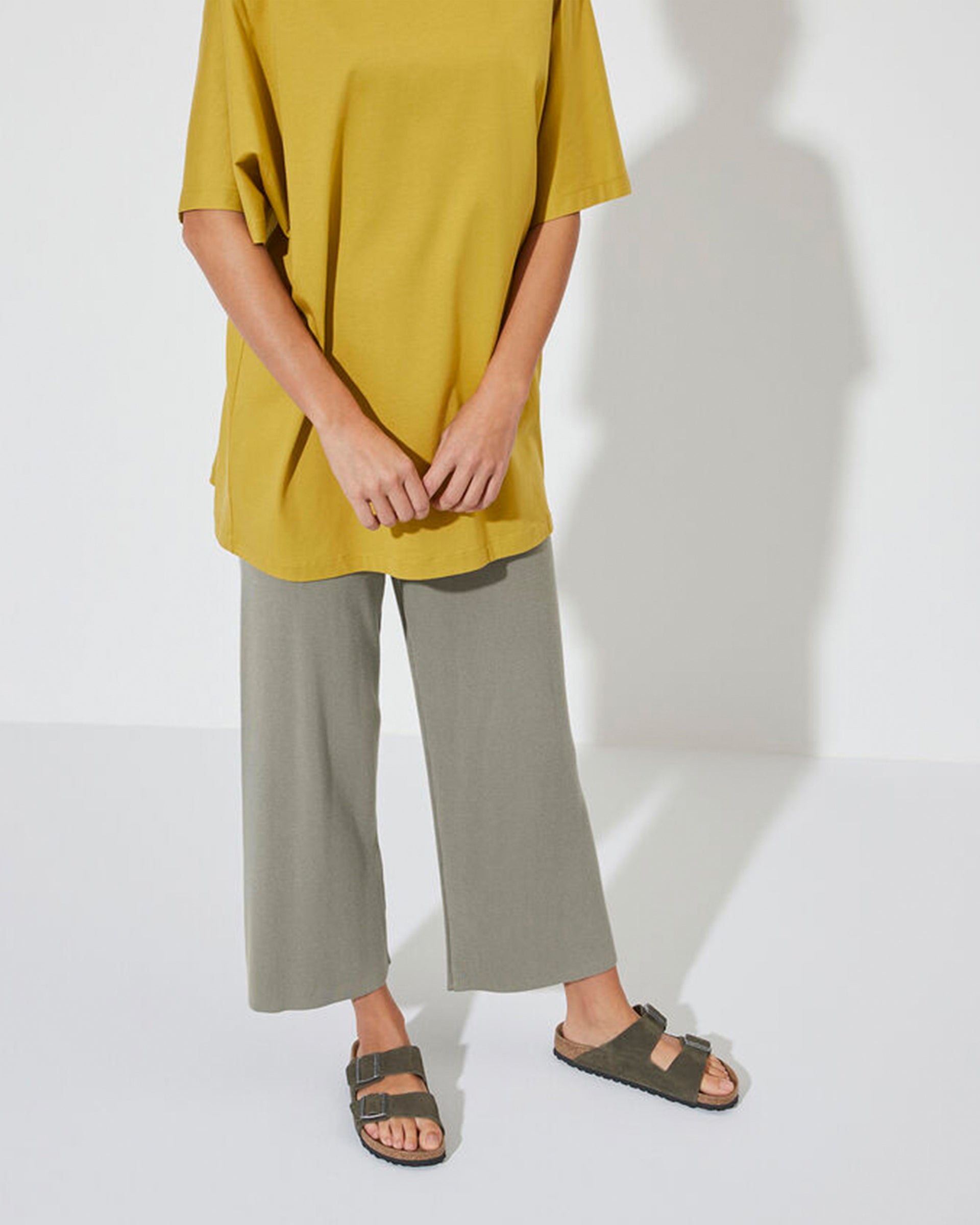 Arizona Suede Leather Sandal (Wide) - Thyme