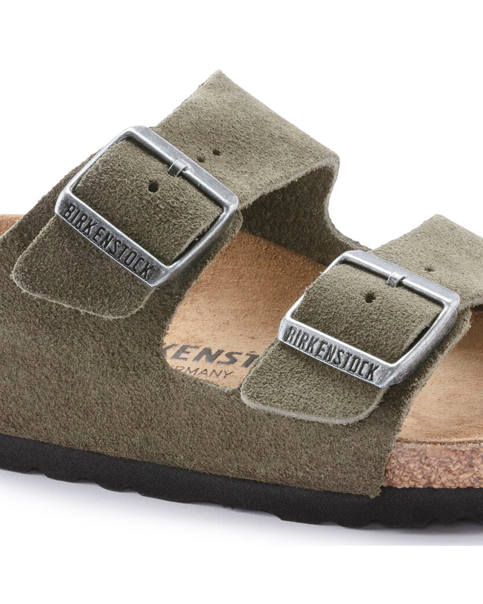 Arizona Suede Leather Sandal (Wide) - Thyme