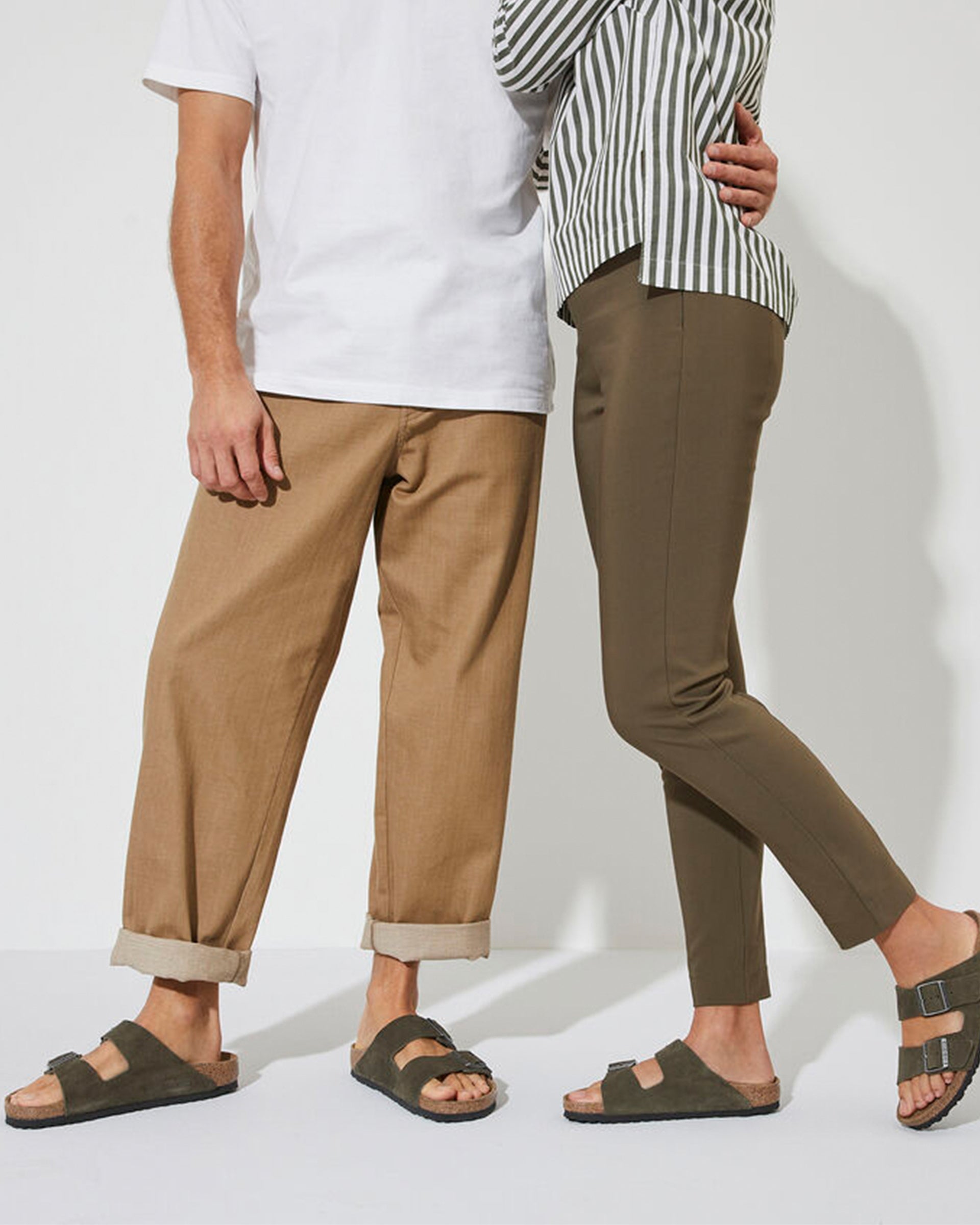 Arizona Suede Leather Sandal (Wide) - Thyme