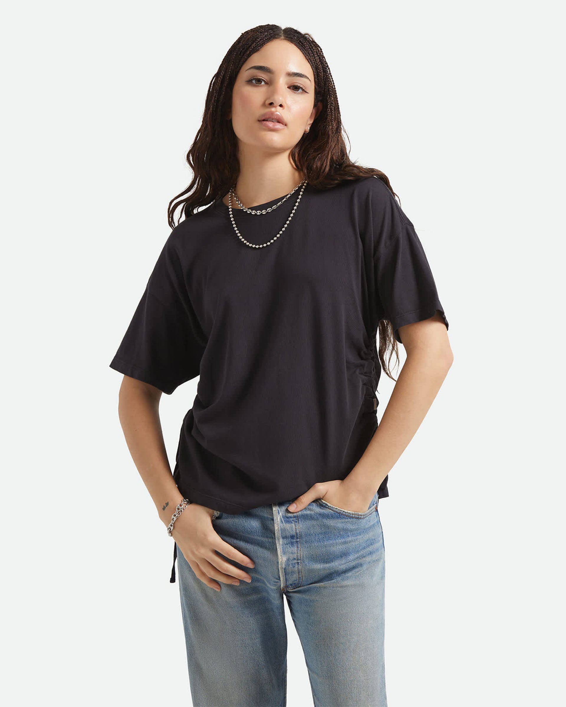 Brixton Women's Carefree Organic Garment Dye Cinch T-Shirt - Black