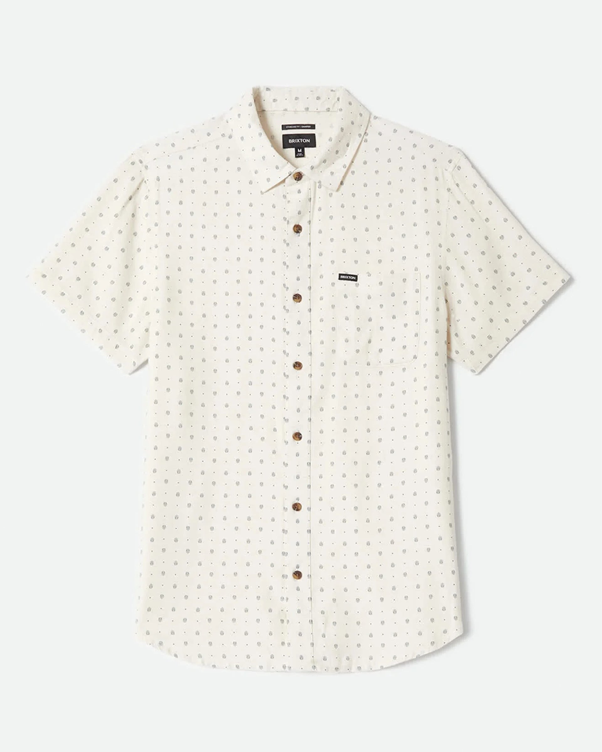 Brixton Charter Slub S/S Shirt - Off White Micro Geo