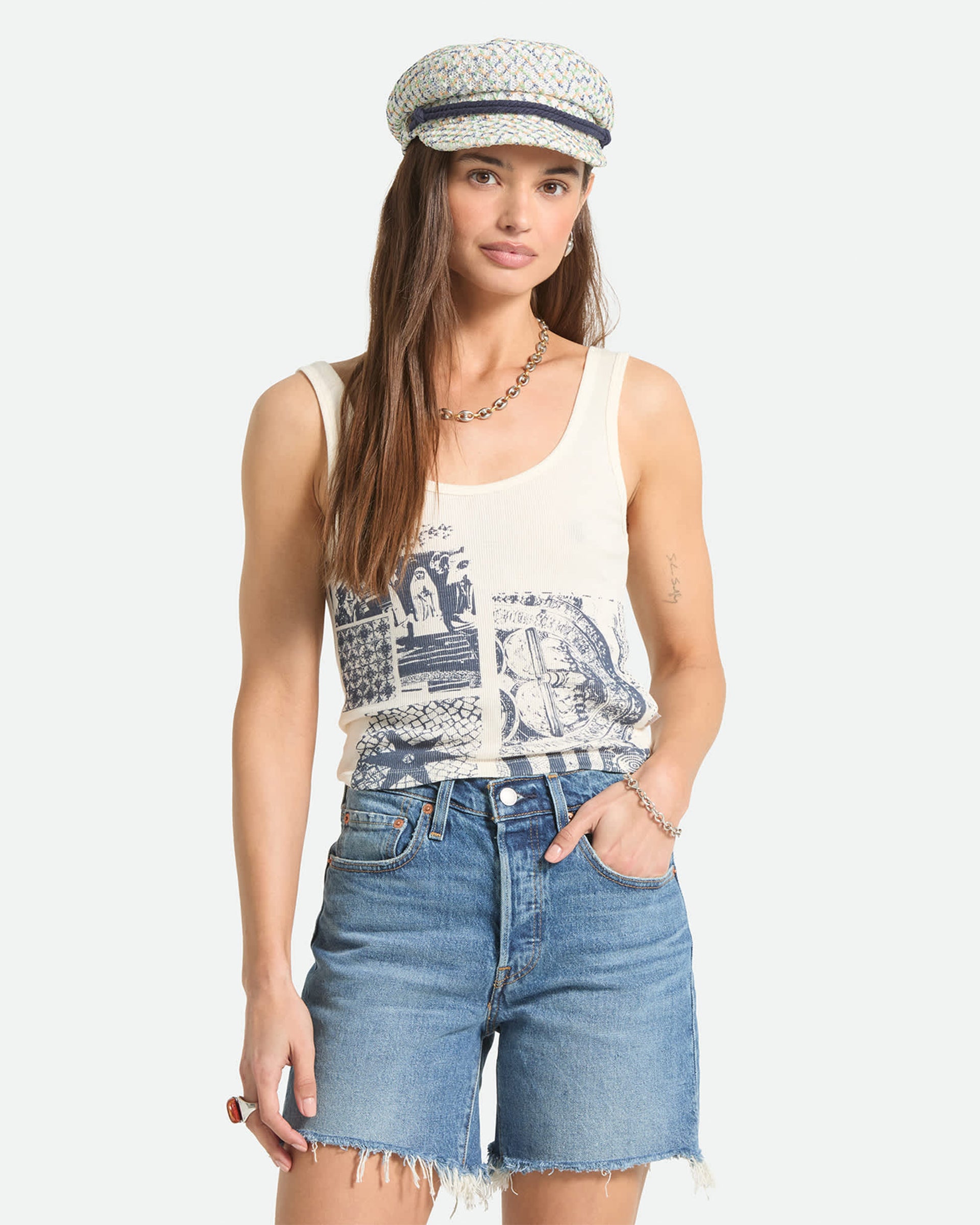 Brixton Women's Collage A-Tank - Off White