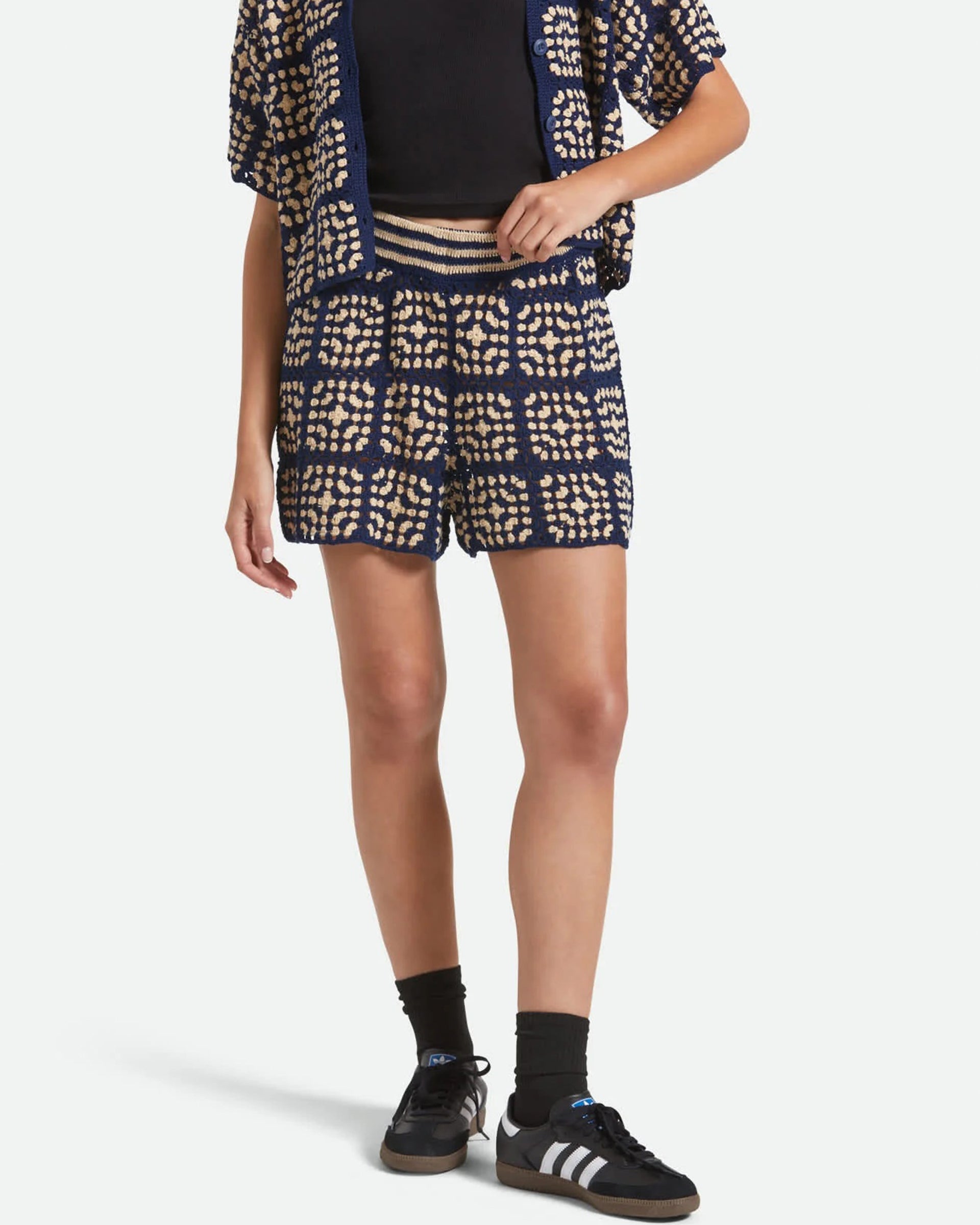 Brixton Women's Crochet Short - Mood Indigo/Off White