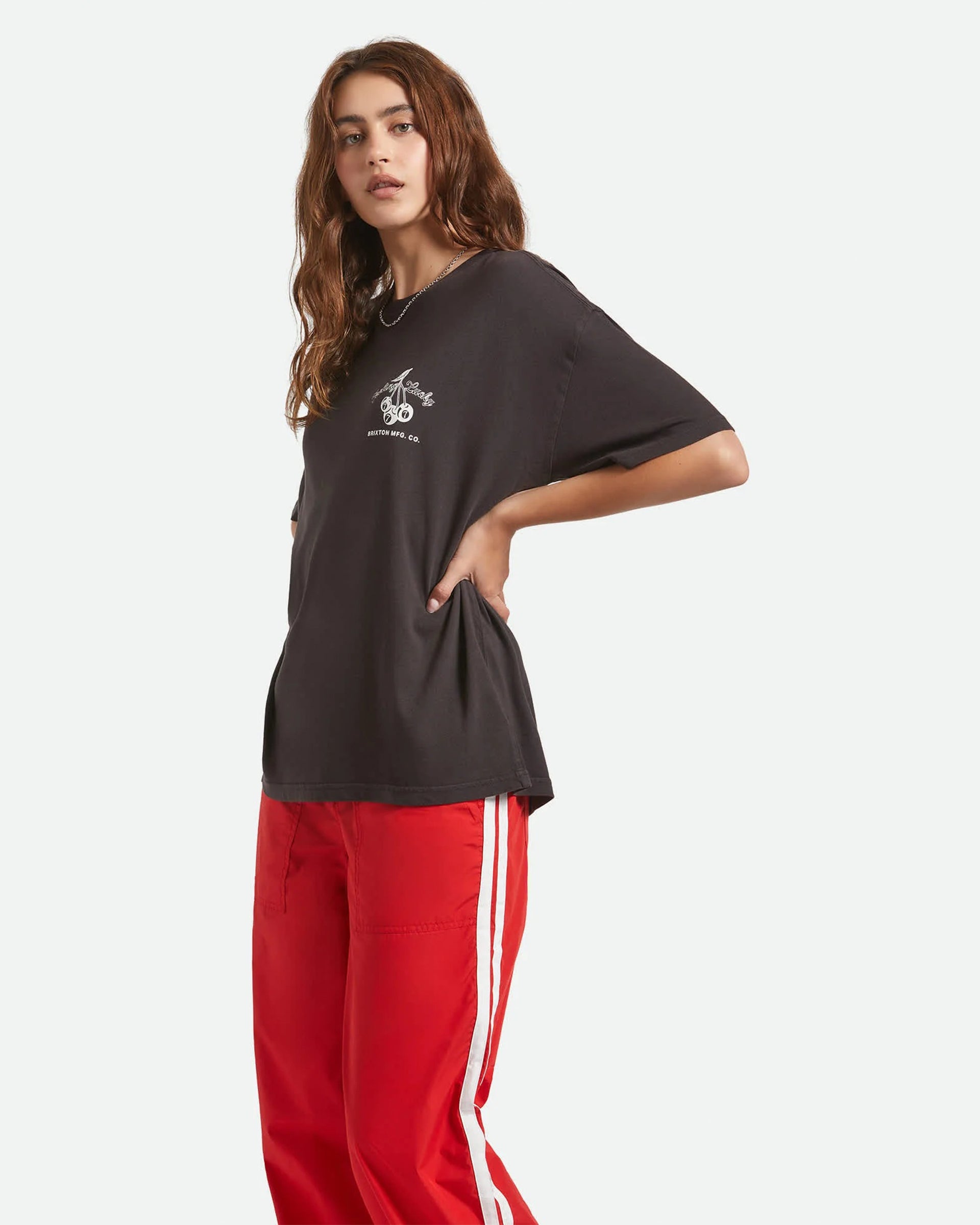 Brixton Feeling Lucky Oversized Boyfriend Short Sleeve T-Shirt - Black