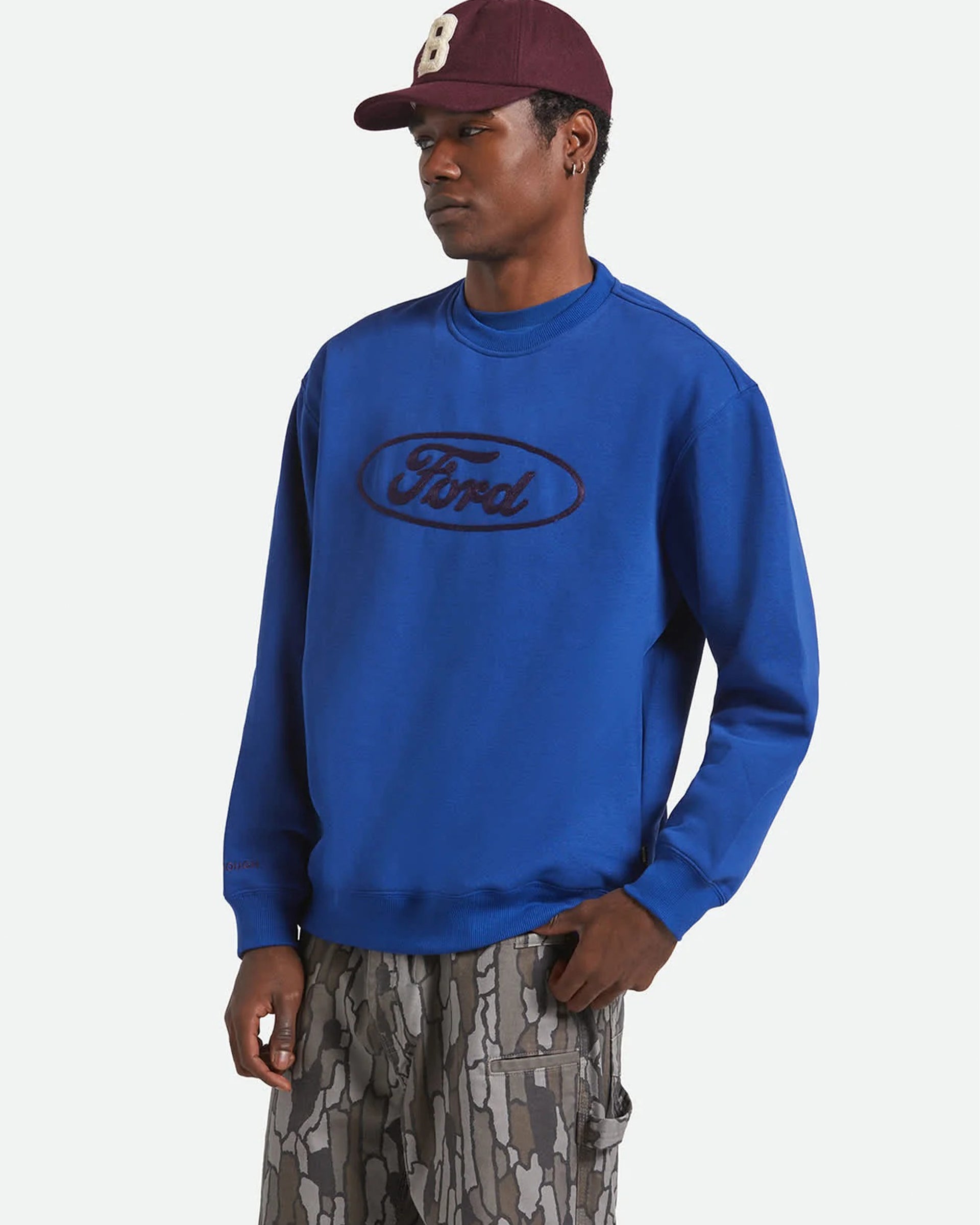 Brixton x Ford Number One Fleece Crewneck - Ford Blue