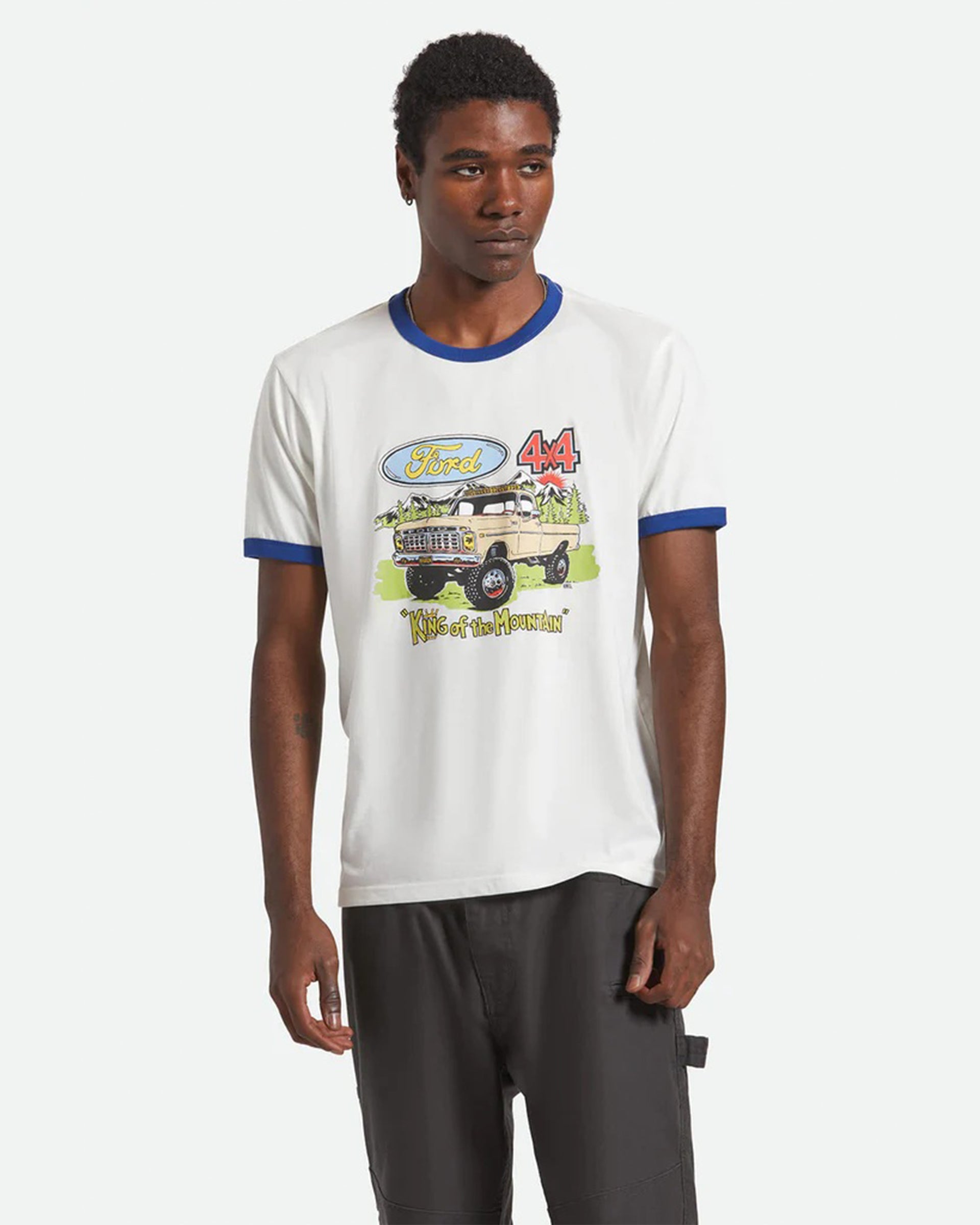Brixton x Ford King Of The Mountains S/S Ringer T-Shirt - Wimbledon White