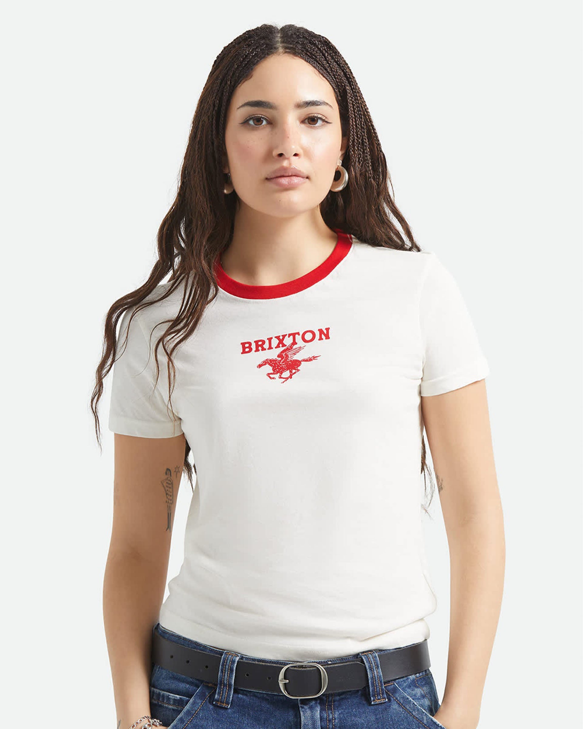 Brixton Women's Pegasus Slim Crew T-Shirt - Vintage White