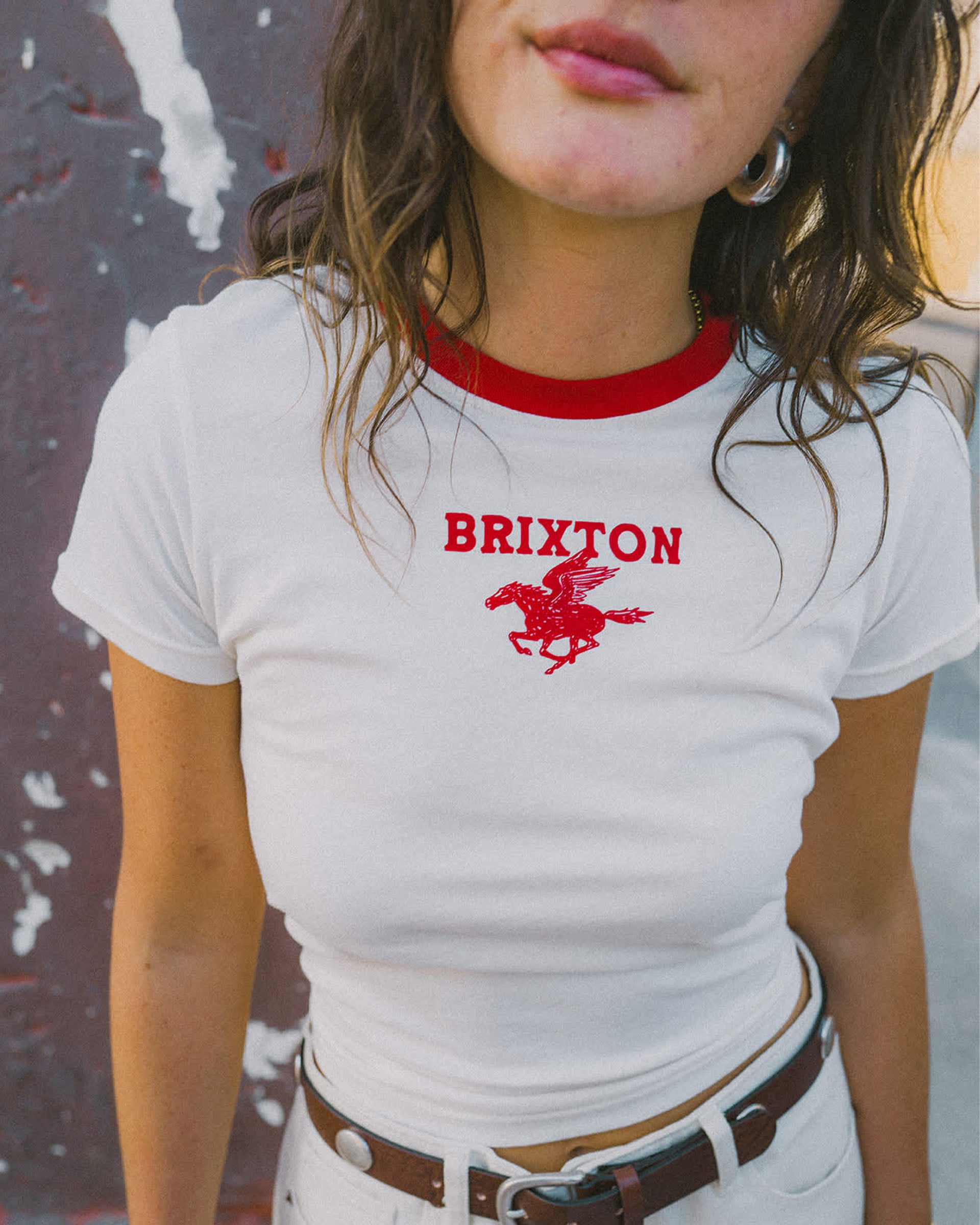 Brixton Women's Pegasus Slim Crew T-Shirt - Vintage White