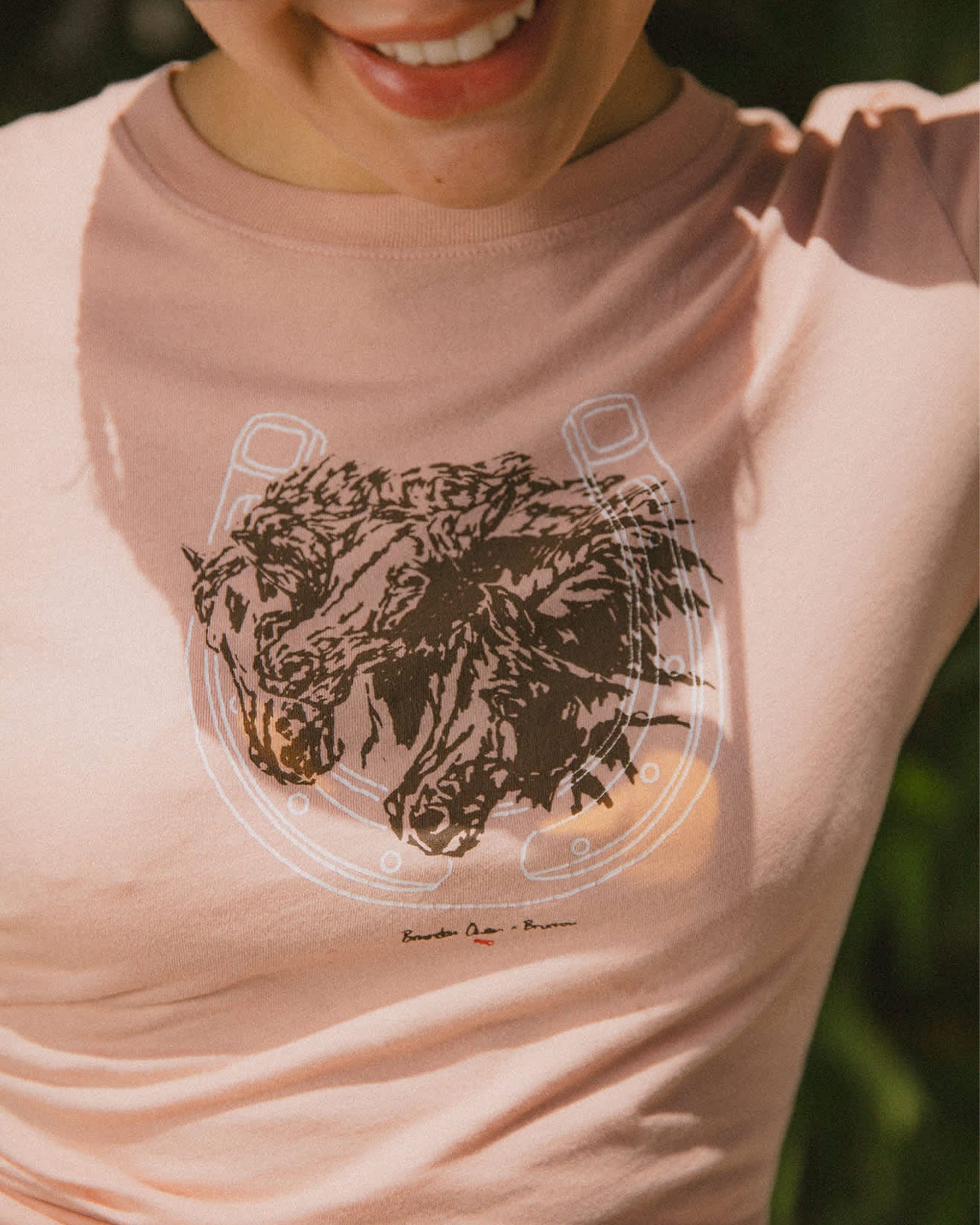 Brixton Women's Pony Club Slim Crew S/S T-Shirt - Silver Pink