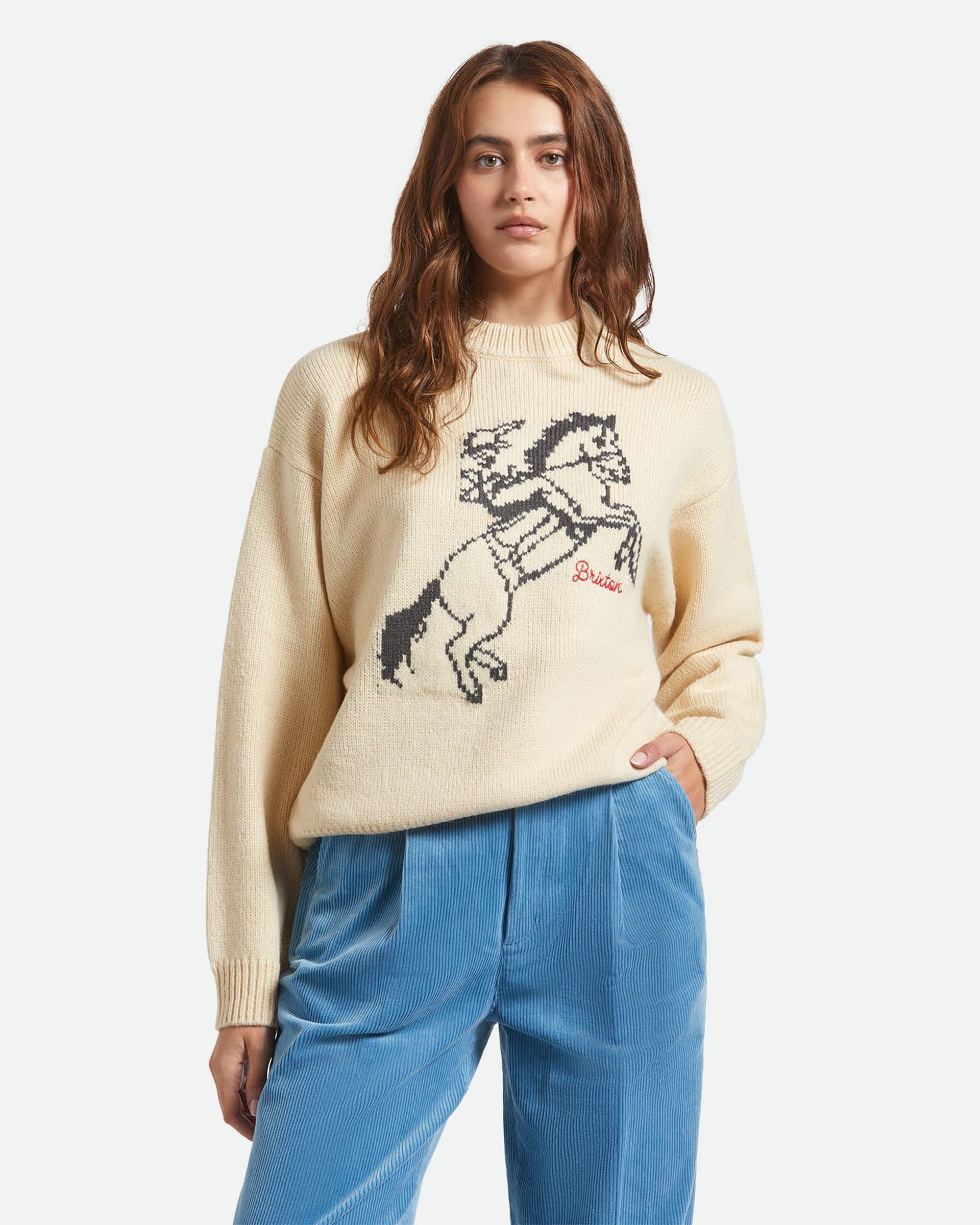 Brixton Women's Ranching Club Crew Sweater - Whitecap