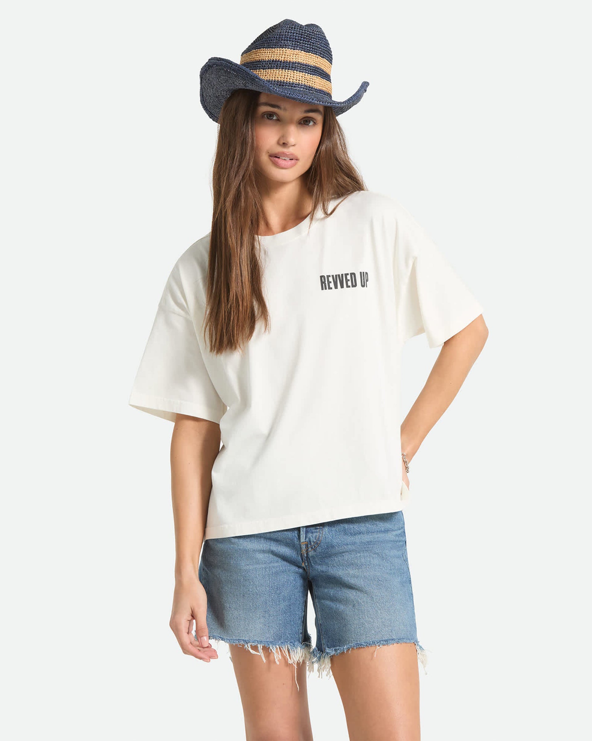 Brixton Women's Revved Up Boxy Crew Short Sleeve T-Shirt - Off White