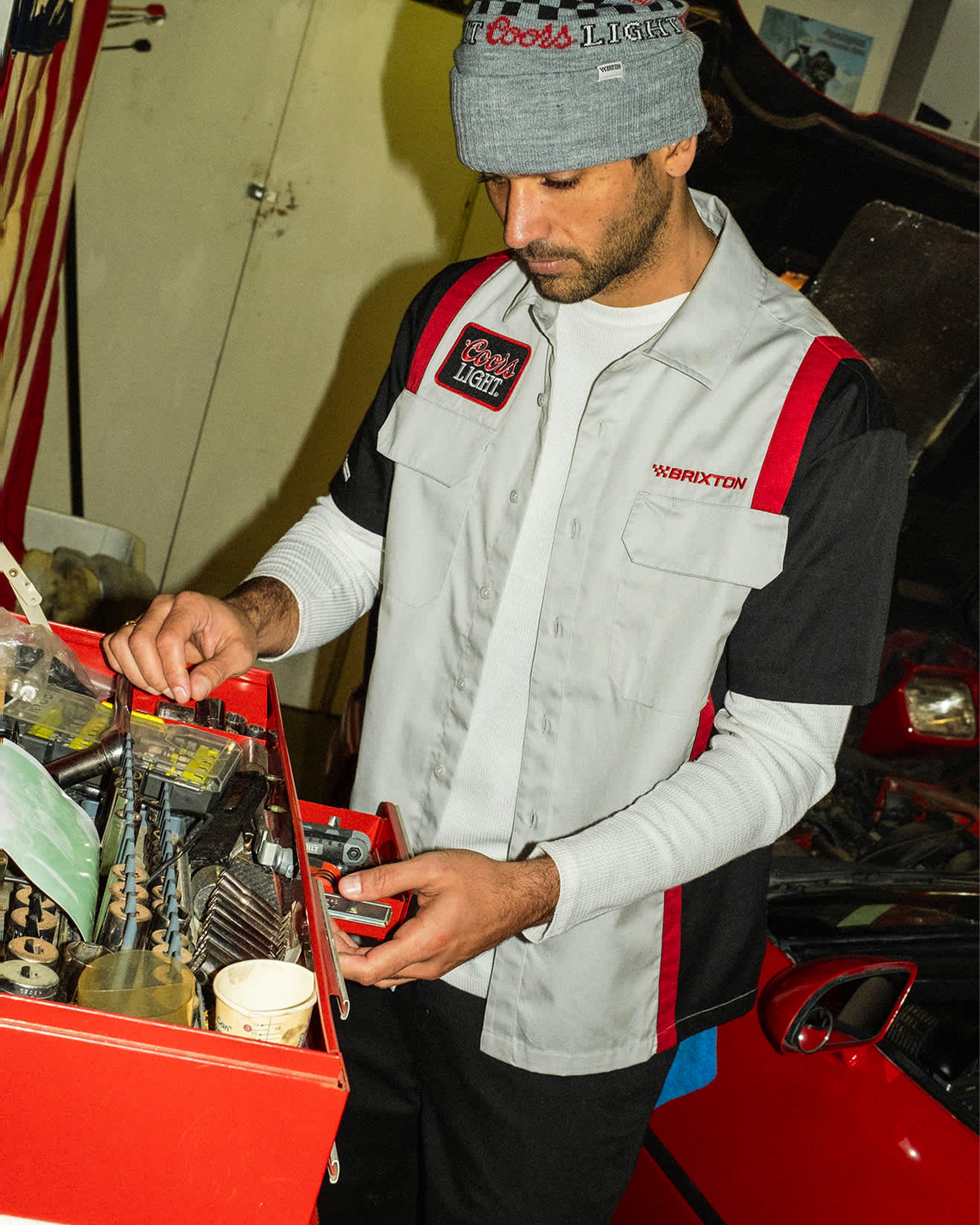 Brixton x Coors Light Shake Down Shirt - Silver/Black