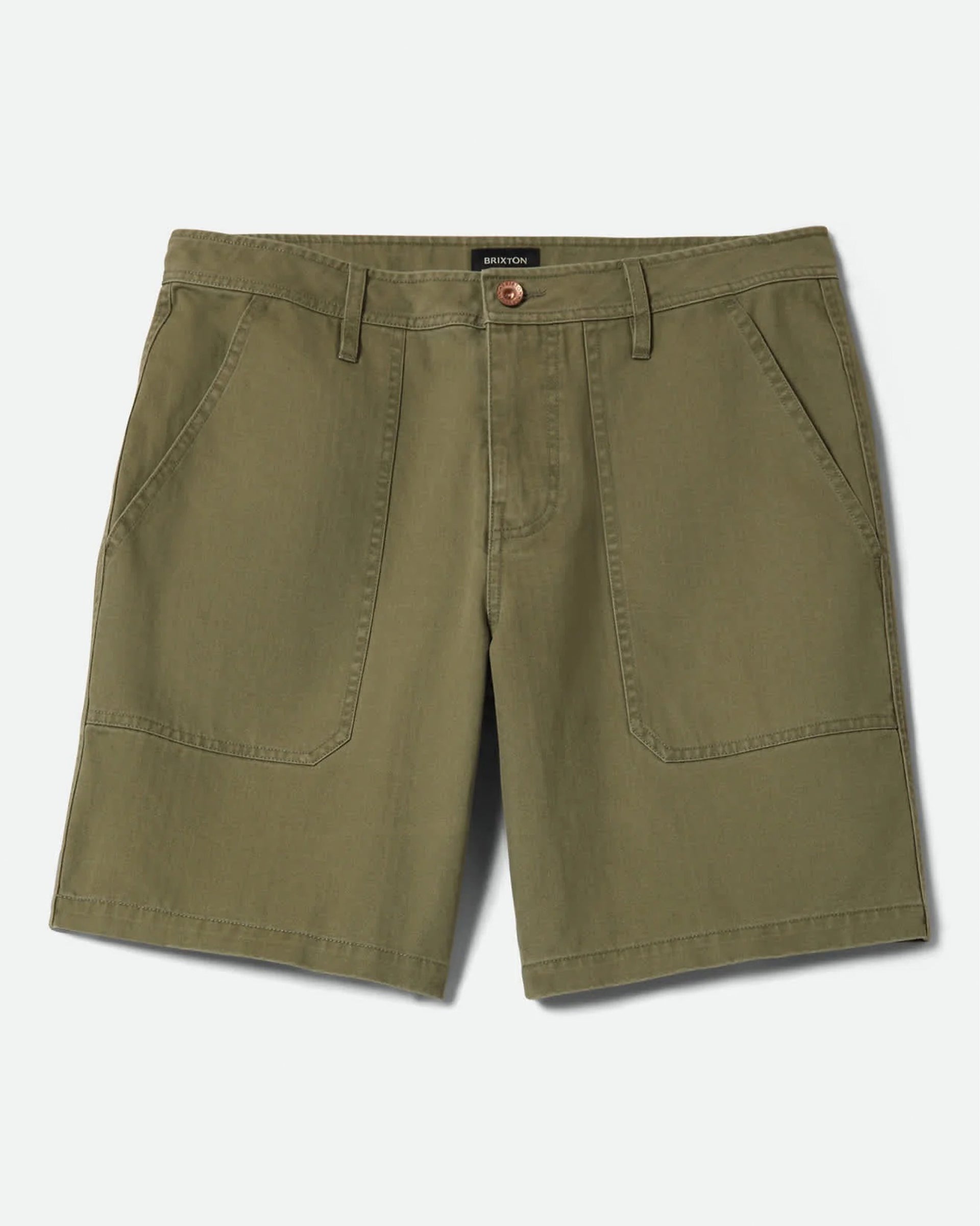 Brixton Surplus Vintage Wash Herringbone Shorts - Washed Olive Green