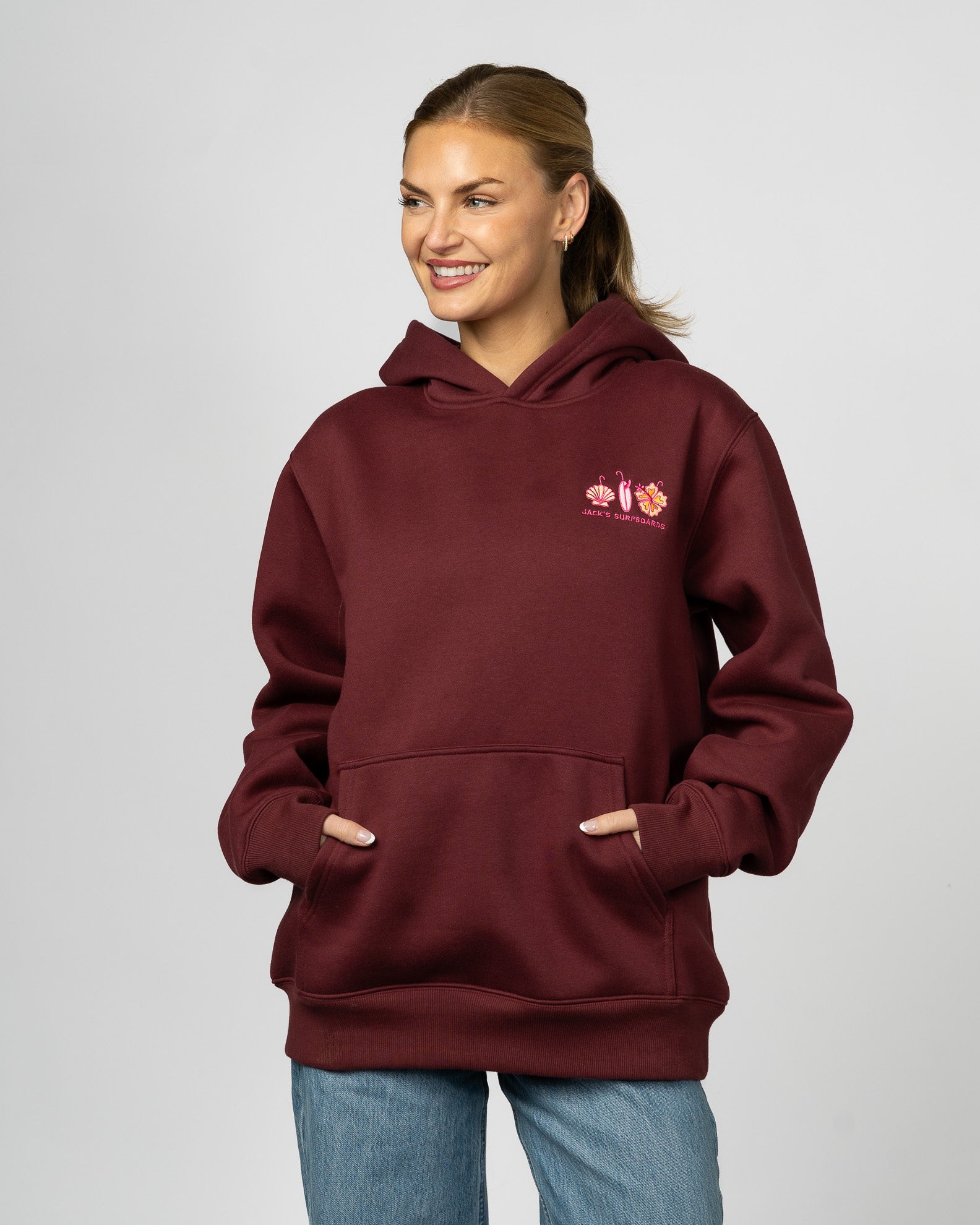 Women's Shell Tree Pullover Hoodie - Burgundy