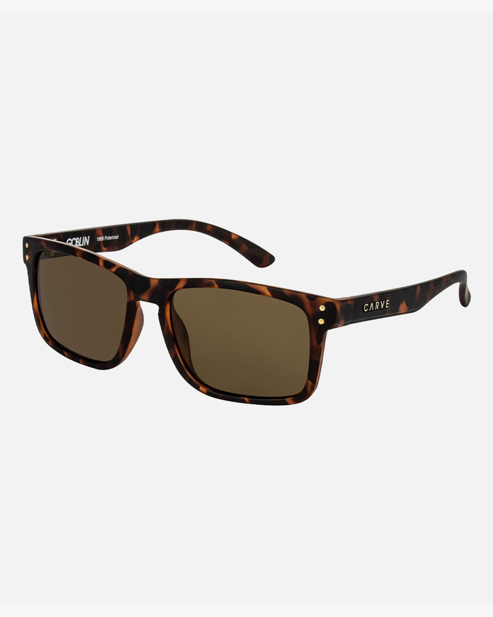 Carve Eyewear Goblin Sunglasses - Matte Black Blue Tort Frame Brown Injected Polarized Lens
