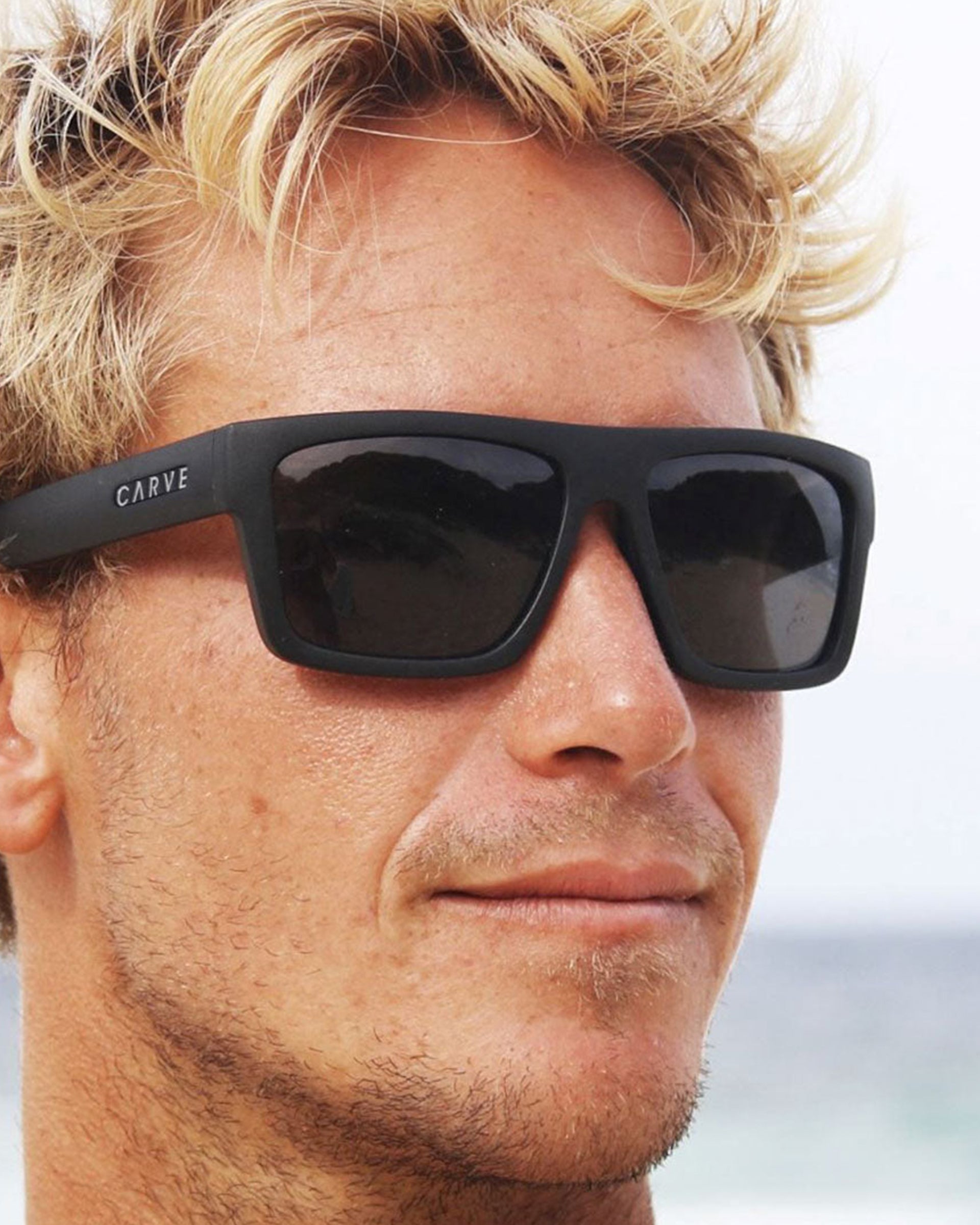 Carve Eyewear Volley Sunglasses - Matte Black Frame Grey Injected Polarized Lens