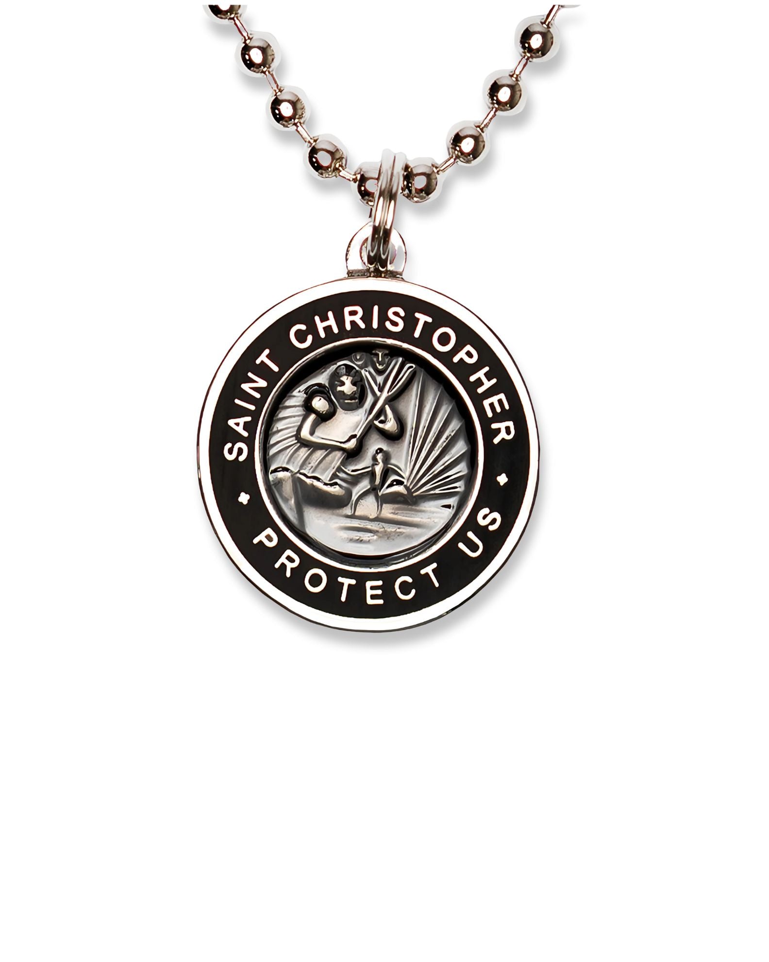 St. Christopher Necklace -  Black/ Charcoal