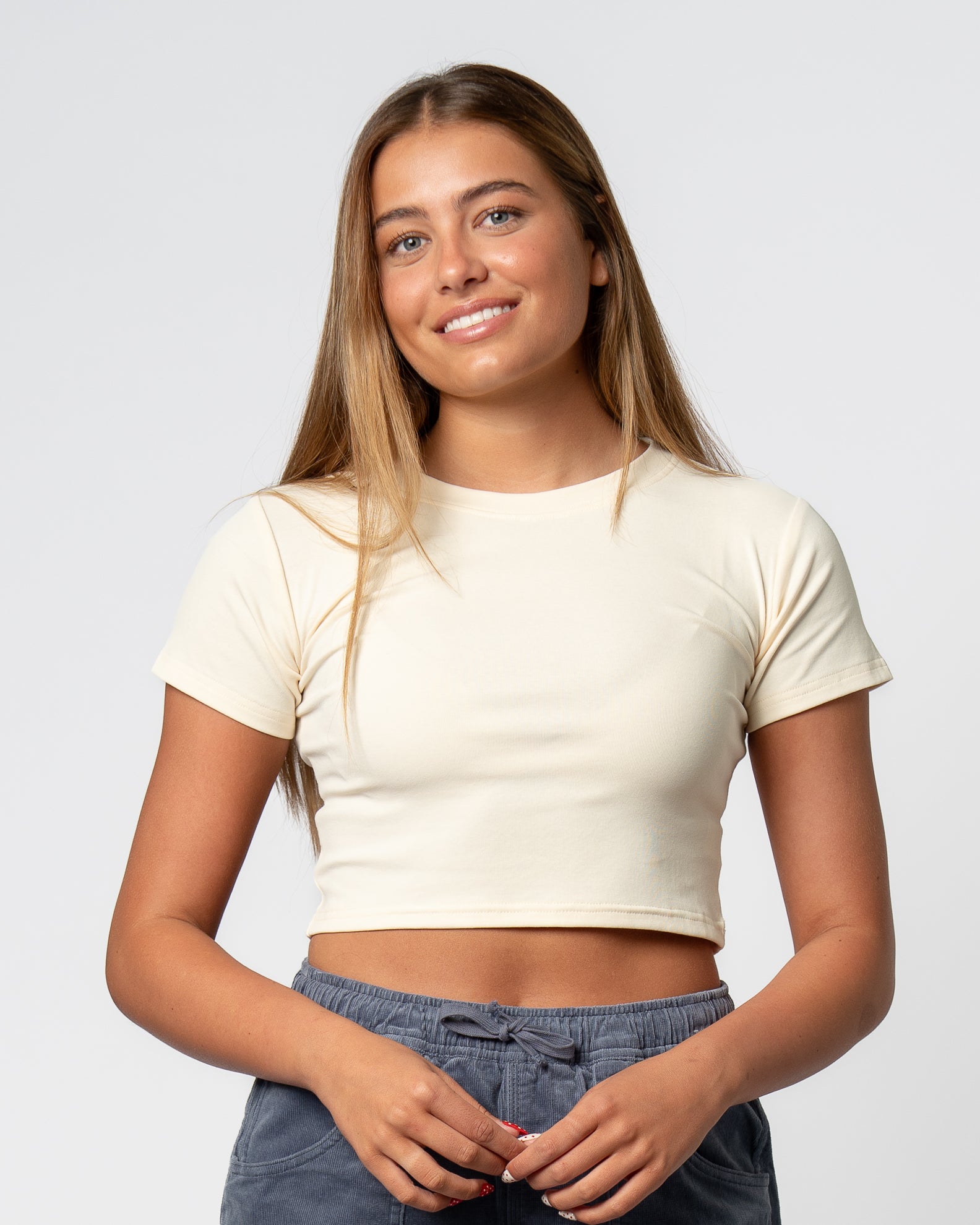 Core Fit Crop S/S Tee - Cream