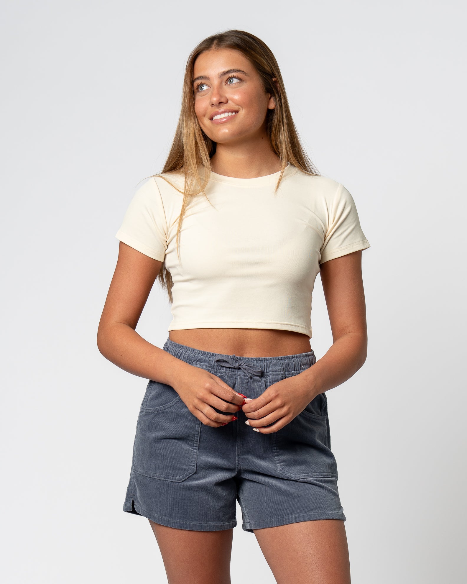 Core Fit Crop S/S Tee - Cream