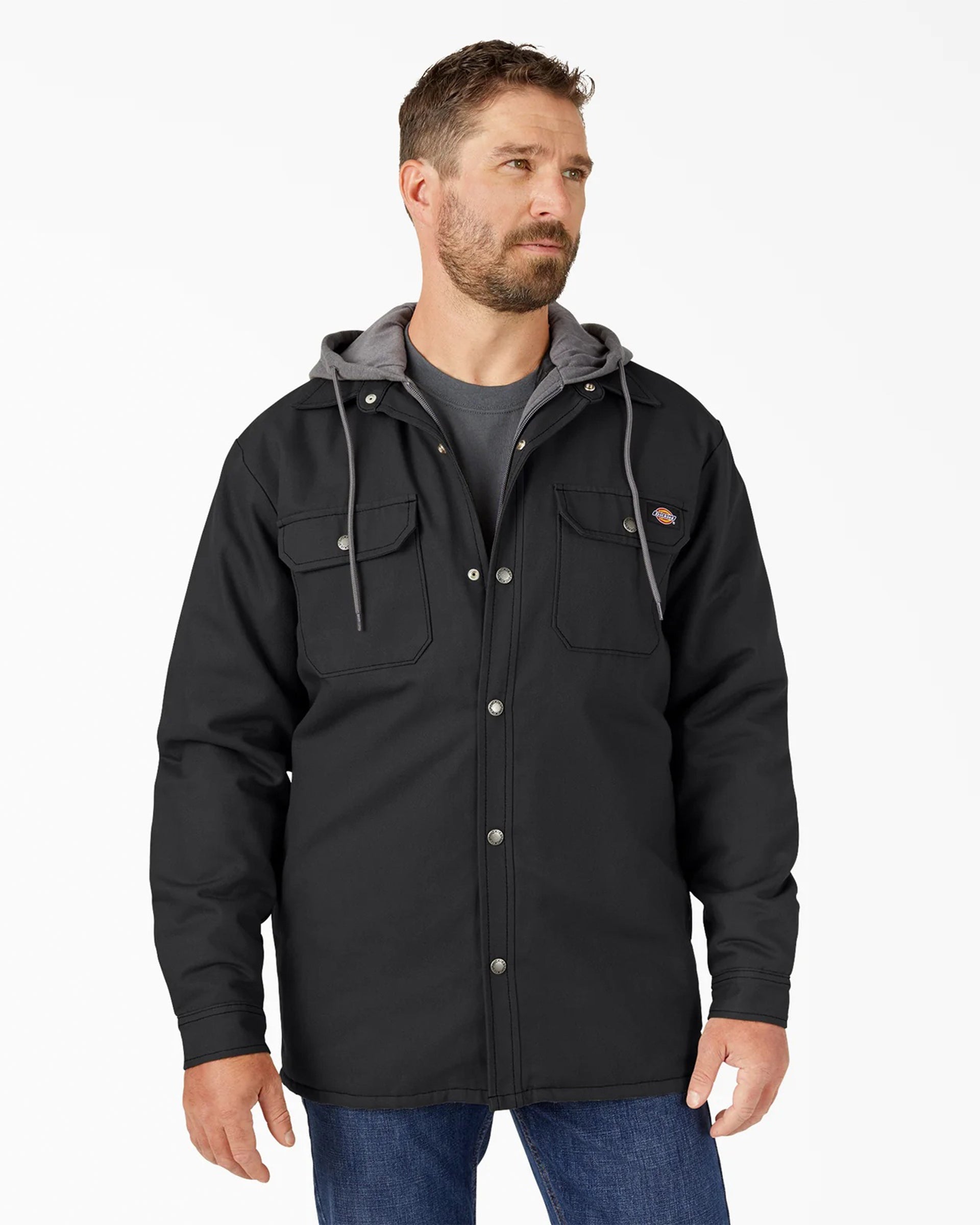 Dickies Water Repellent Duck Hooded Shirt Jacket - Black