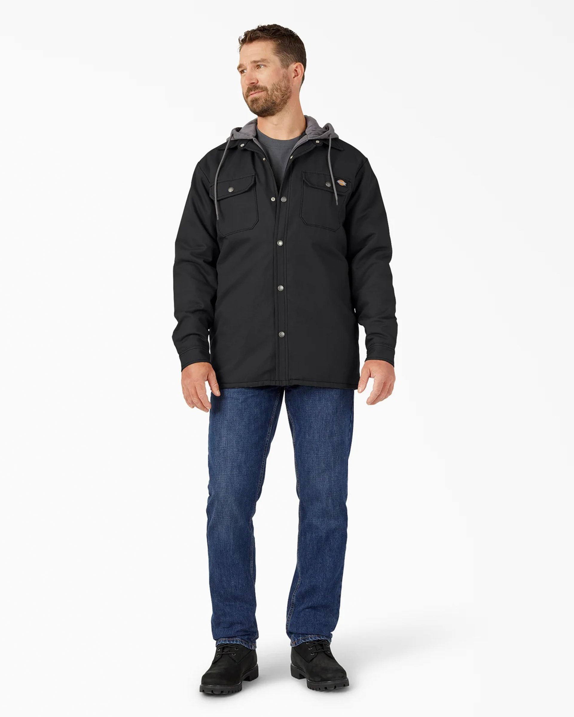 Dickies Water Repellent Duck Hooded Shirt Jacket - Black