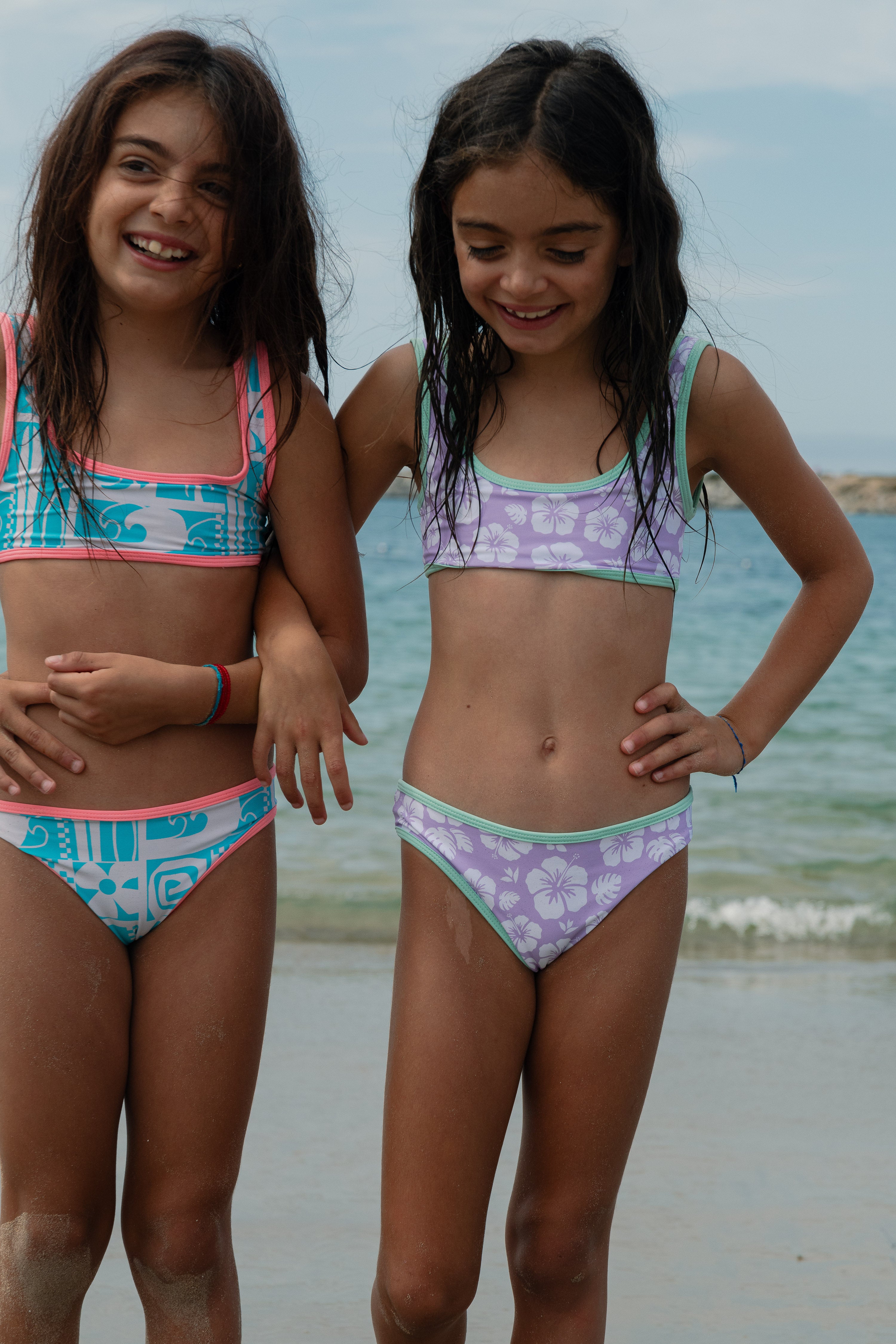 (8-16) Girl's Tiki Swim Set - PURP