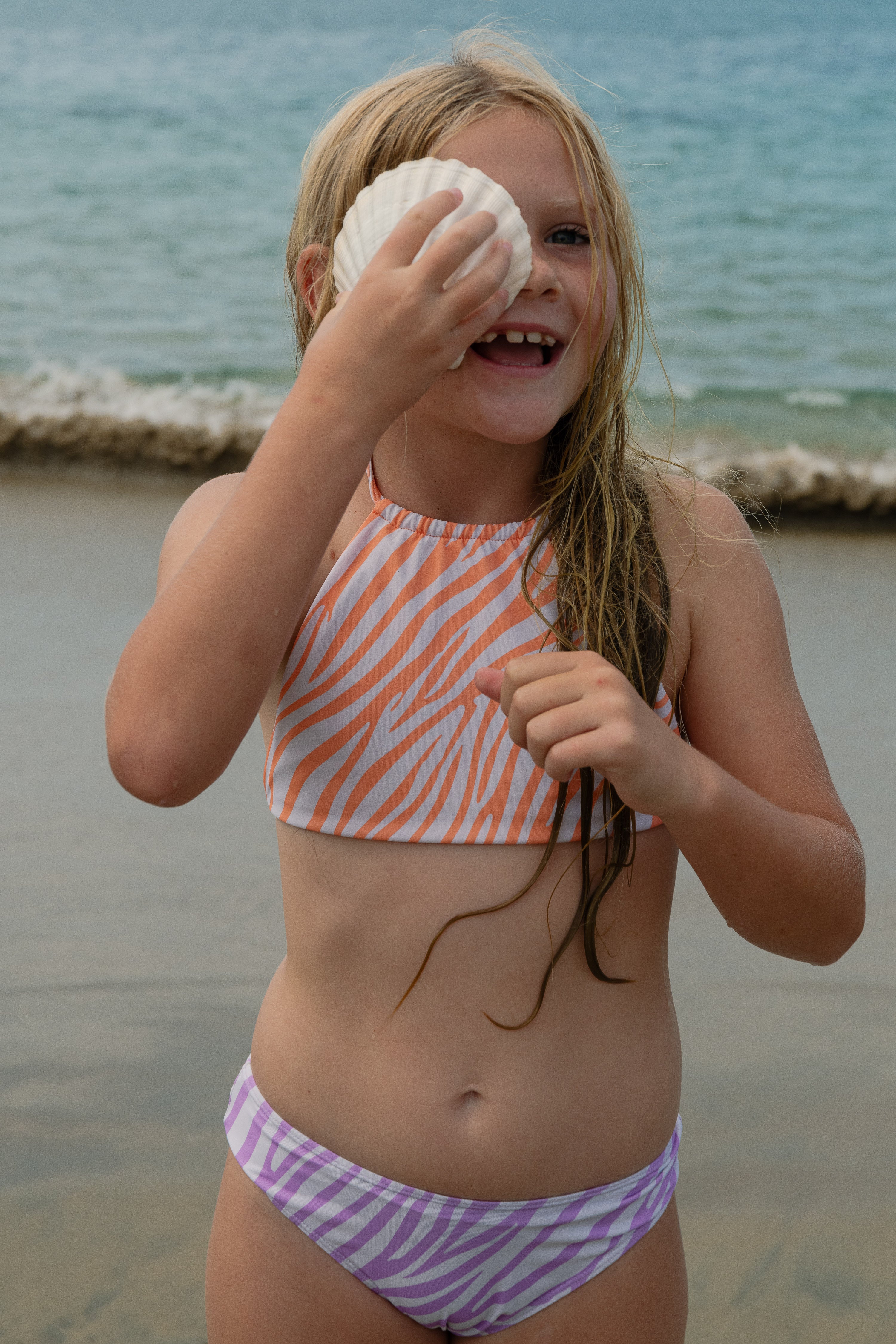 (8-16) Girl's Coco Swim Set - Zebra