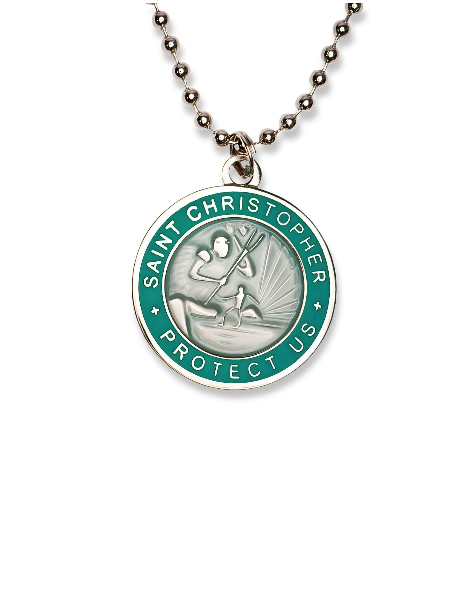 St. Christopher Necklace - Baby Blue/ Turquoise