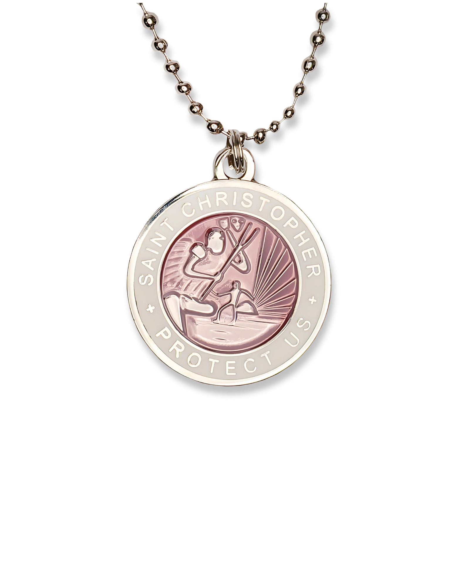 Jack's St. Christopher Necklace -Light  Pink/ White