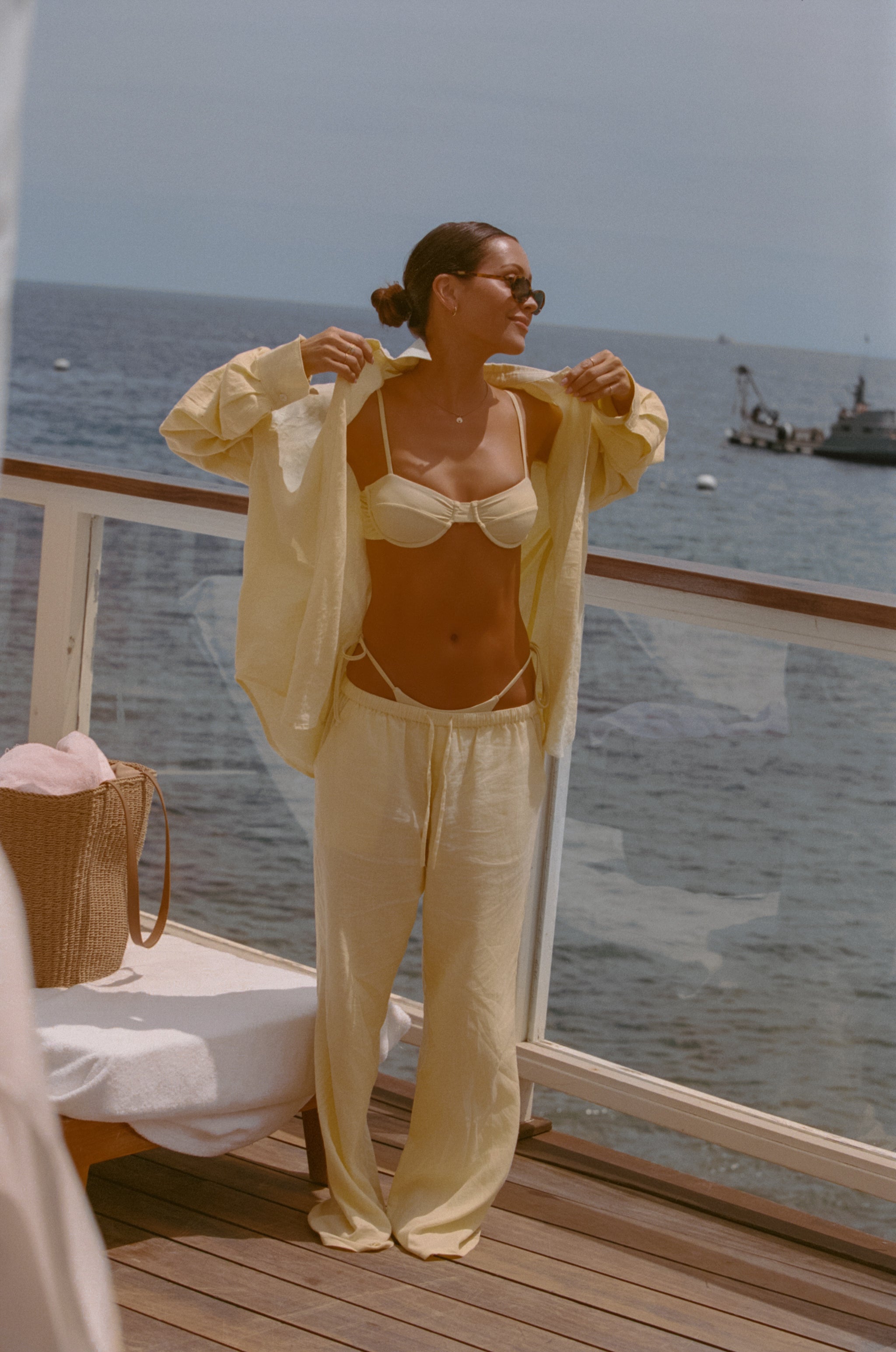 Danielle Brown x JS Swim Women's Linen Long Sleeve Top - Lemon