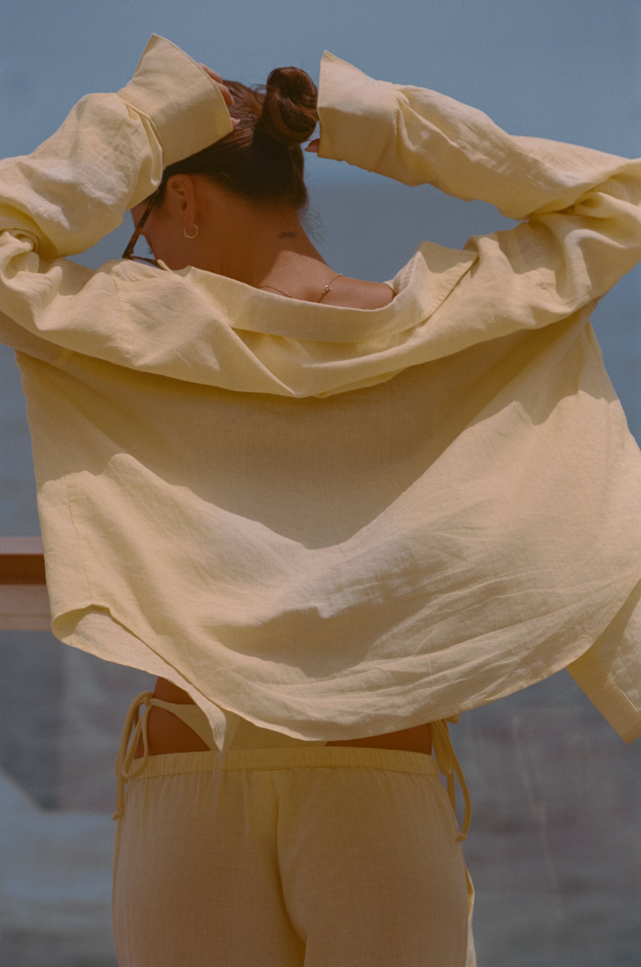 Danielle Brown x JS Swim Women's Linen Long Sleeve Top - Lemon