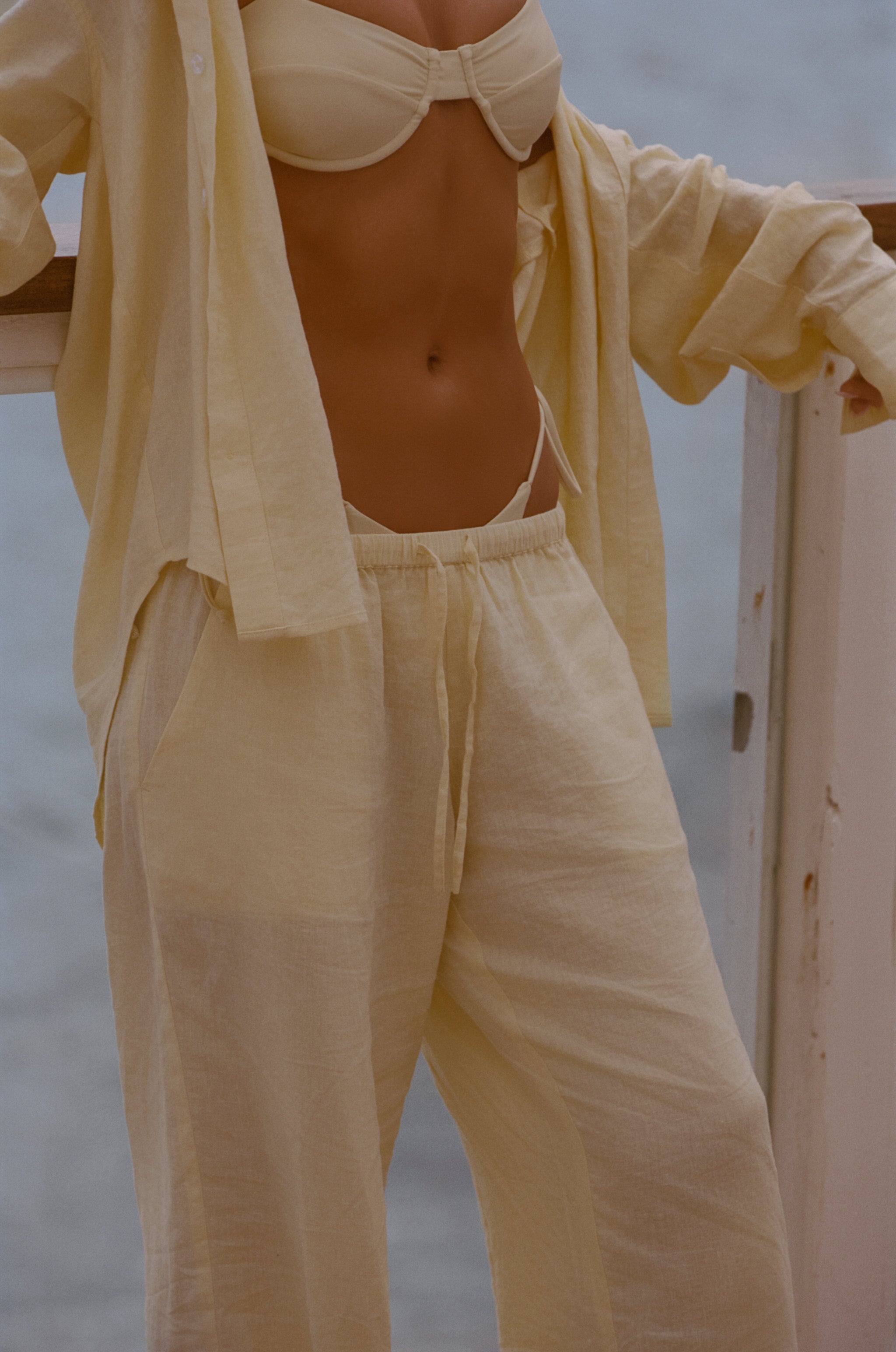 Danielle Brown Linen Pant — Lemon