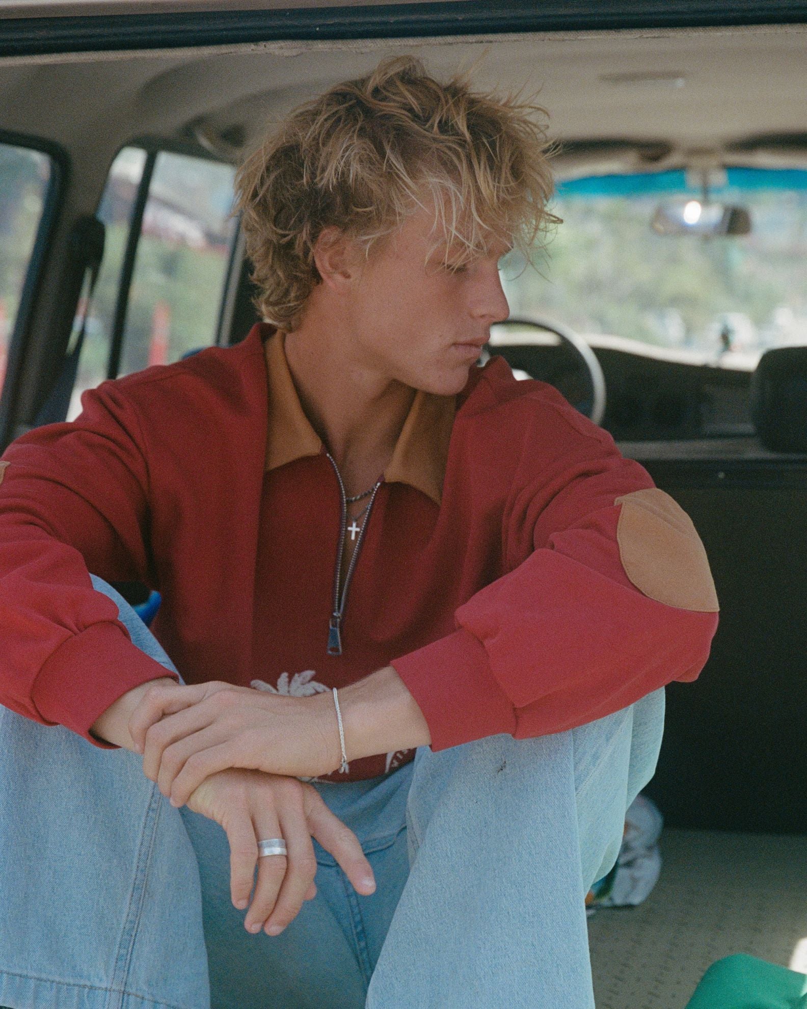 Lucky Shore Quarter Zip Polo Sweatshirt - Burgundy