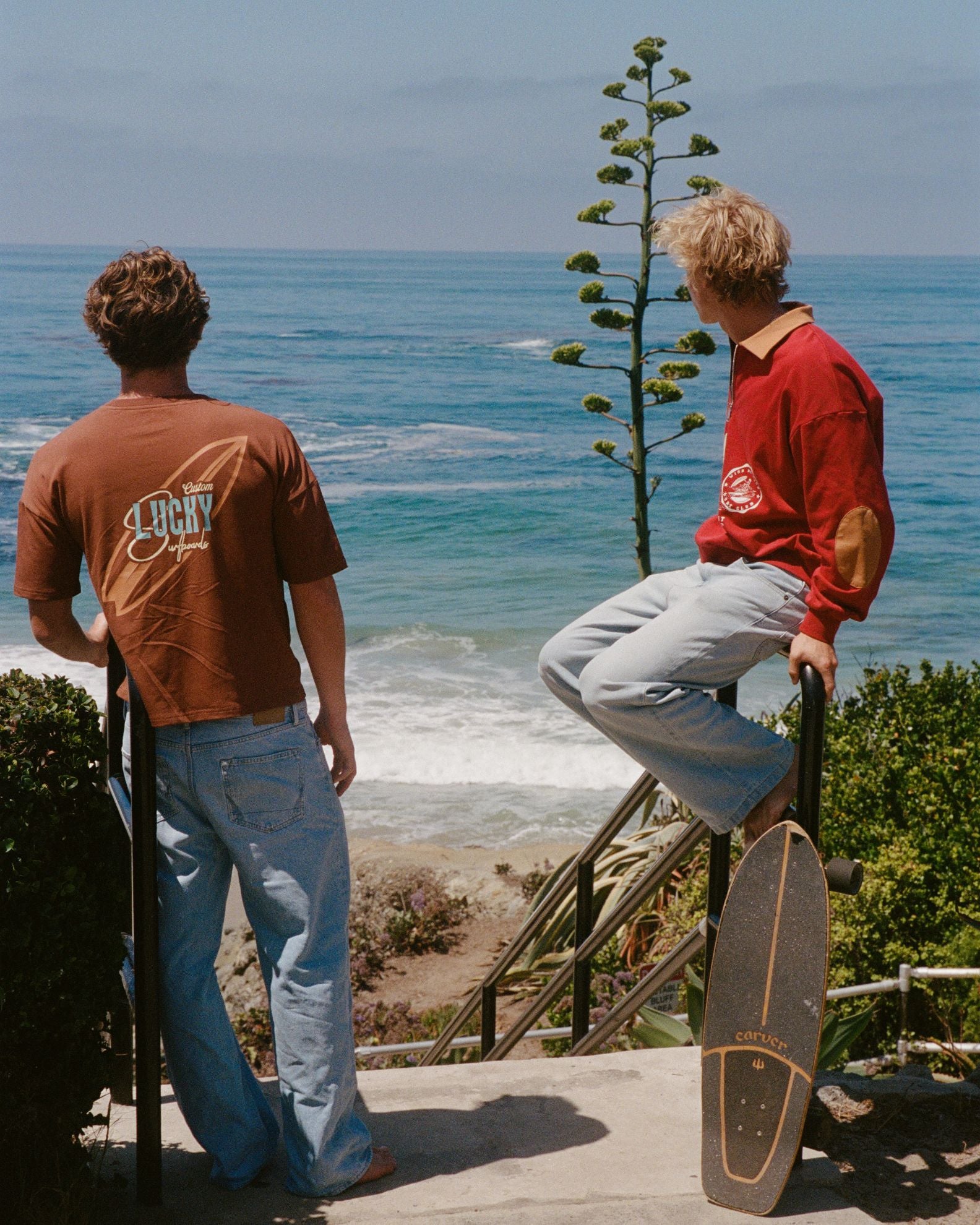 Lucky Shore Quarter Zip Polo Sweatshirt - Burgundy